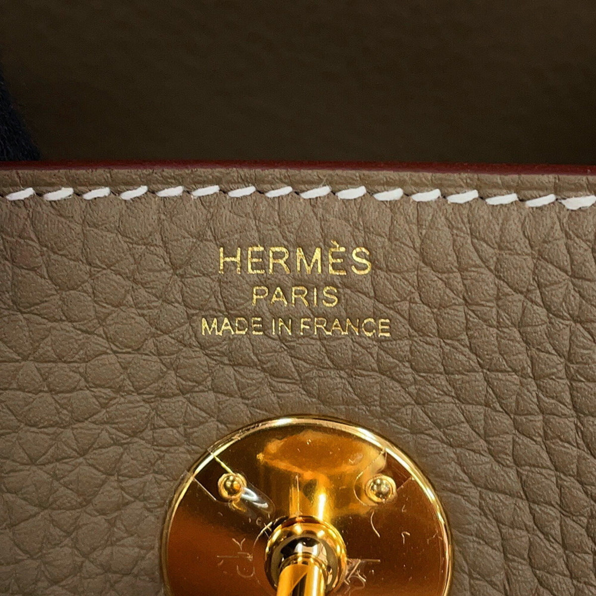 Hermes Etoupe Gray Taurillon Clemence Leather Handbag Shoulder Bag (Pre-Owned)