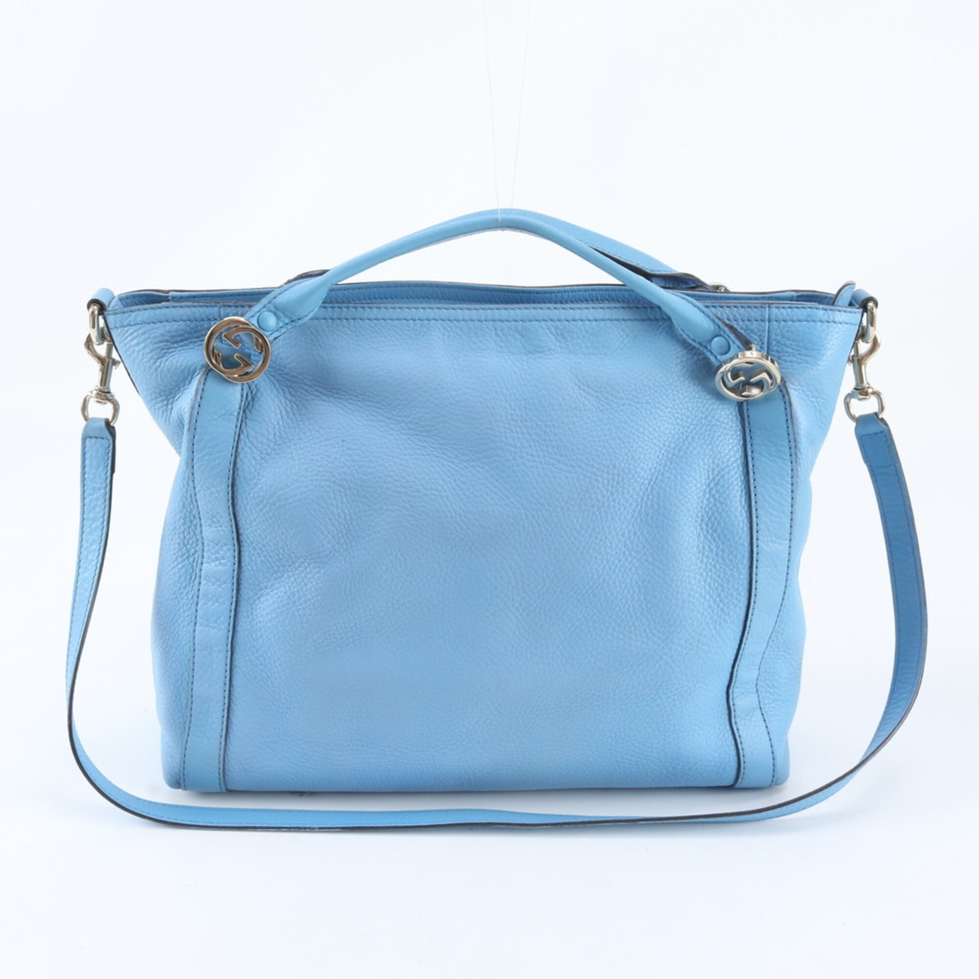 Gucci Sky Blue Leather Handbag Shoulder Bag Tote Bag (Pre-Owned)