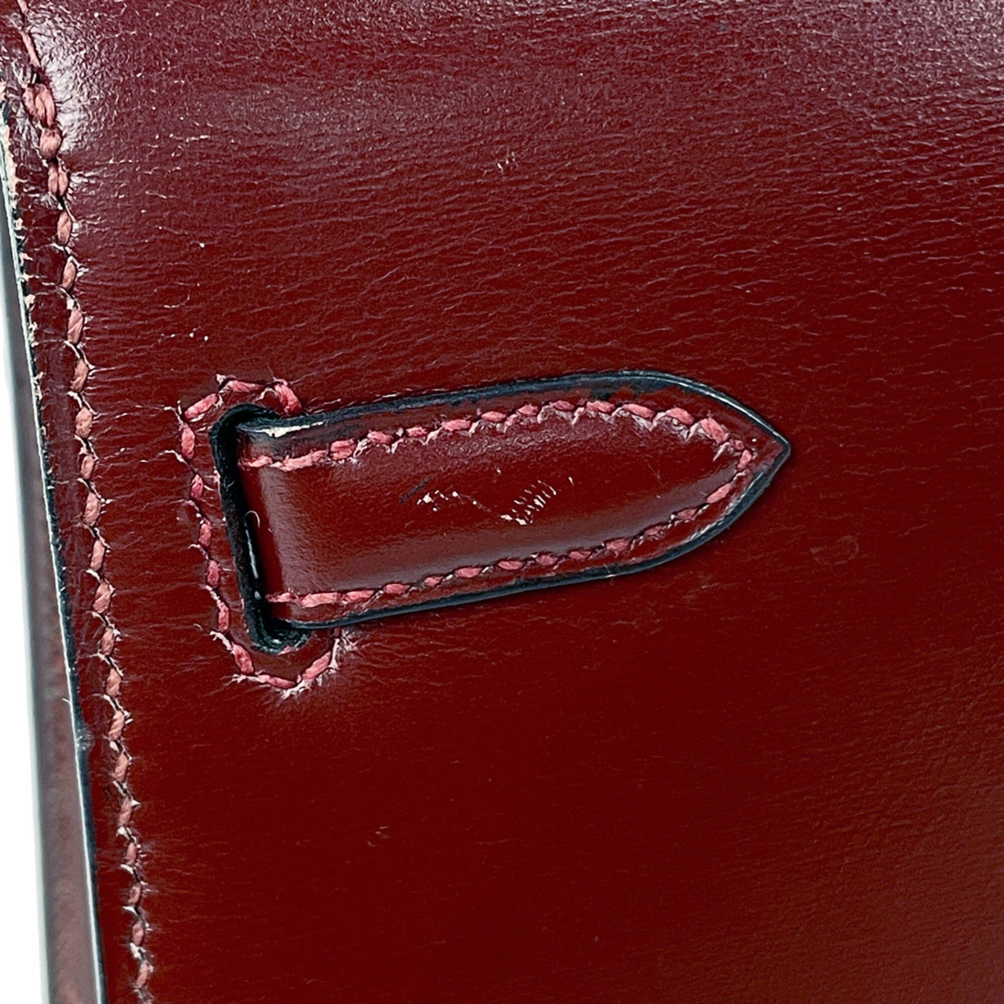 Hermes Red Color Box Calf Leather Shoulder Bag (Pre-Owned)