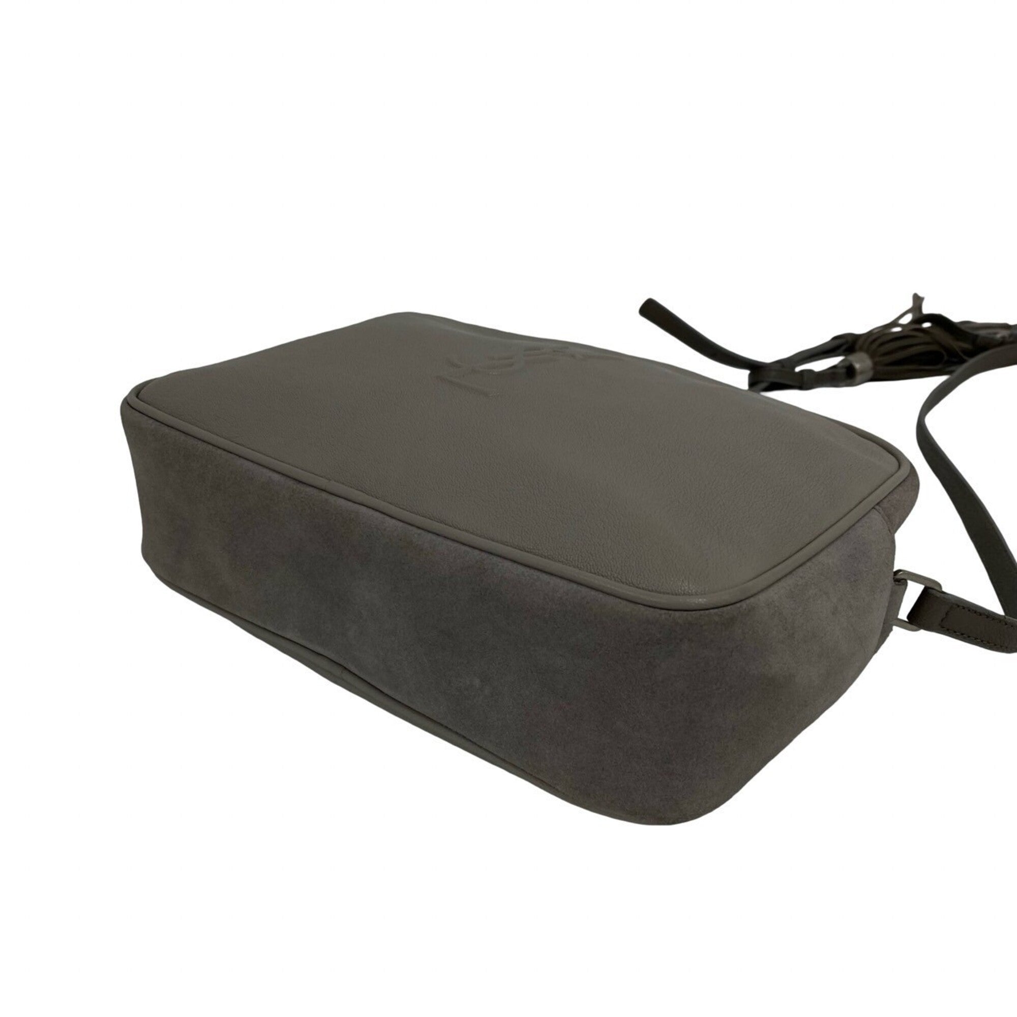Saint Laurent Gray Leather Pochette Shoulder Bag (Pre-Owned)