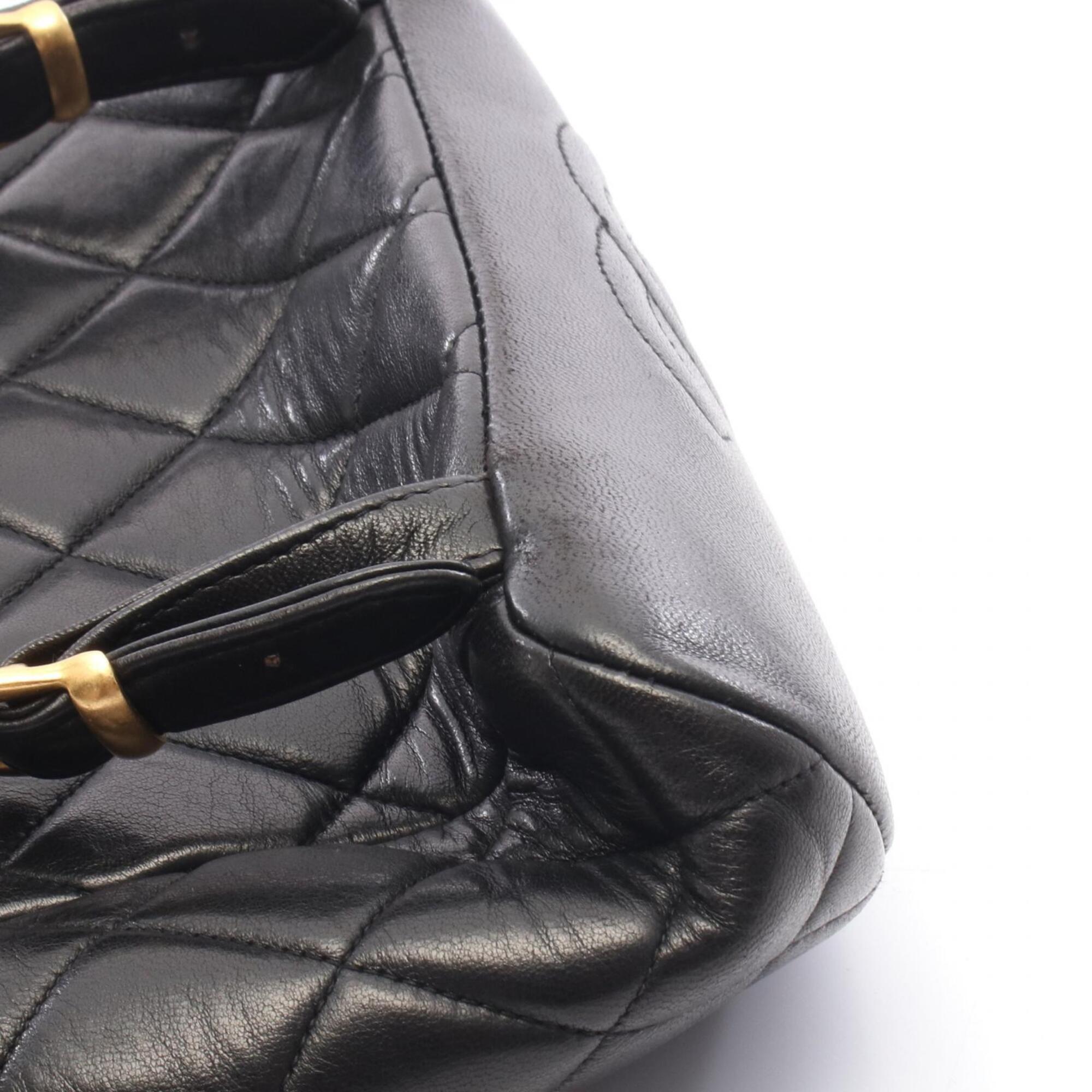Chanel Black Leather Backpack Handbag (Pre-Owned)