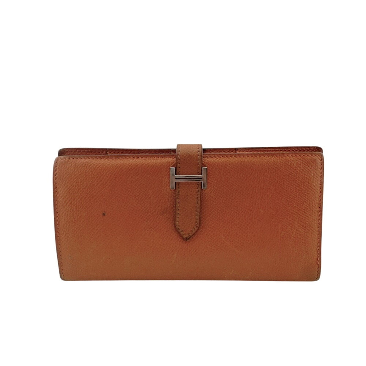 Hermes Bearn Orange Epsom Leather Long Wallet (Bi-Fold) (Pre-Owned)