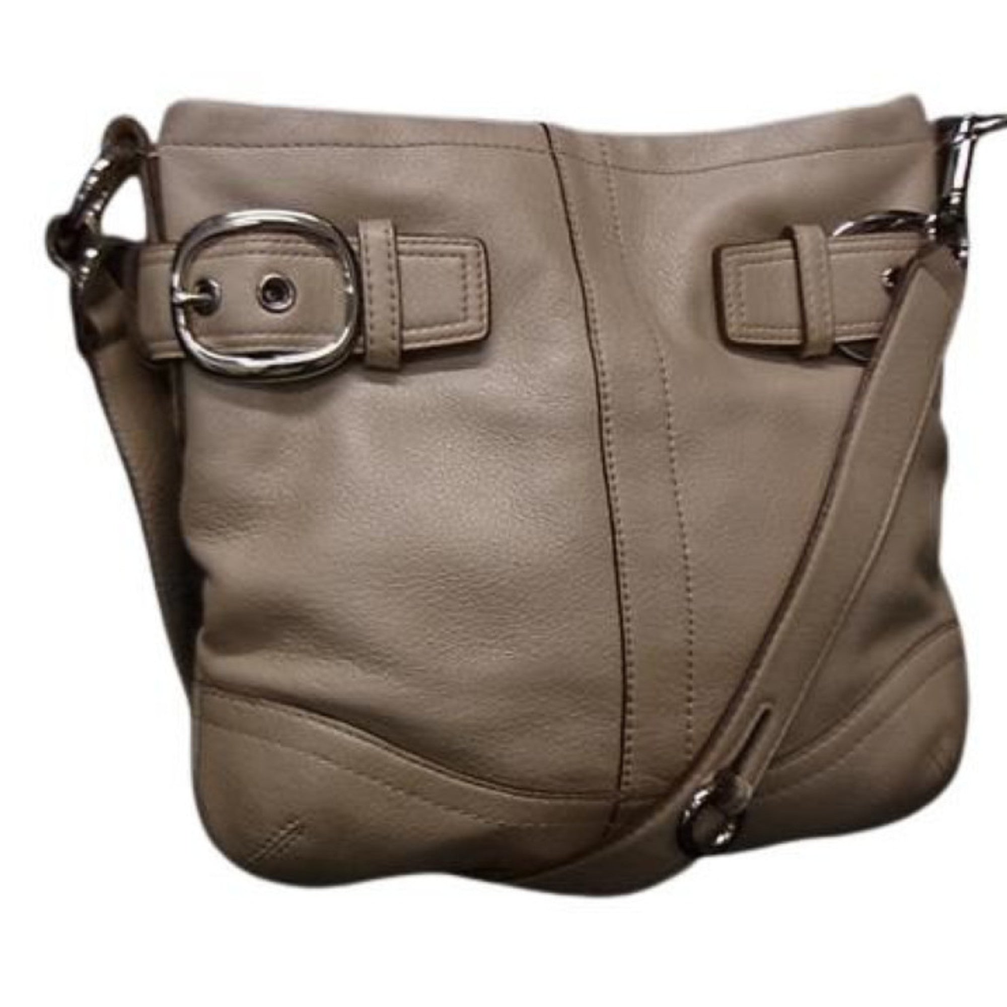 Coach Light Beige Leather Handbag Shoulder Bag (Pre-Owned)