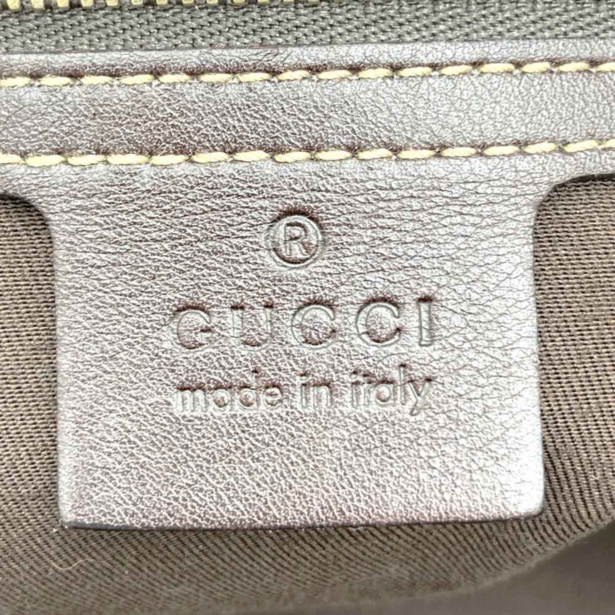 Gucci Beige Canvas Leather Tote Bag (Pre-Owned)