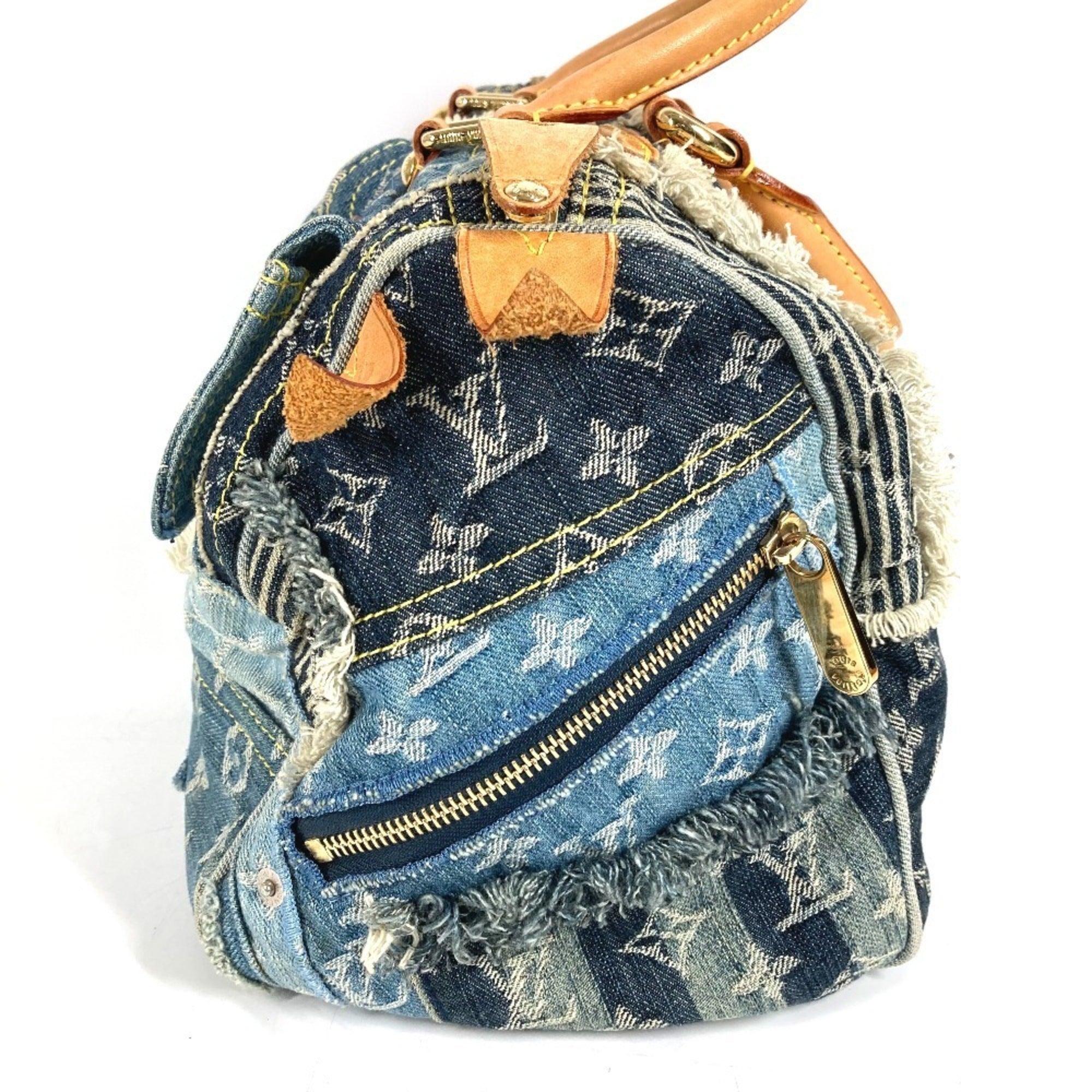 Louis Vuitton Blue Monogram Denim Canvas Boston Bag Handbag (Pre-Owned)
