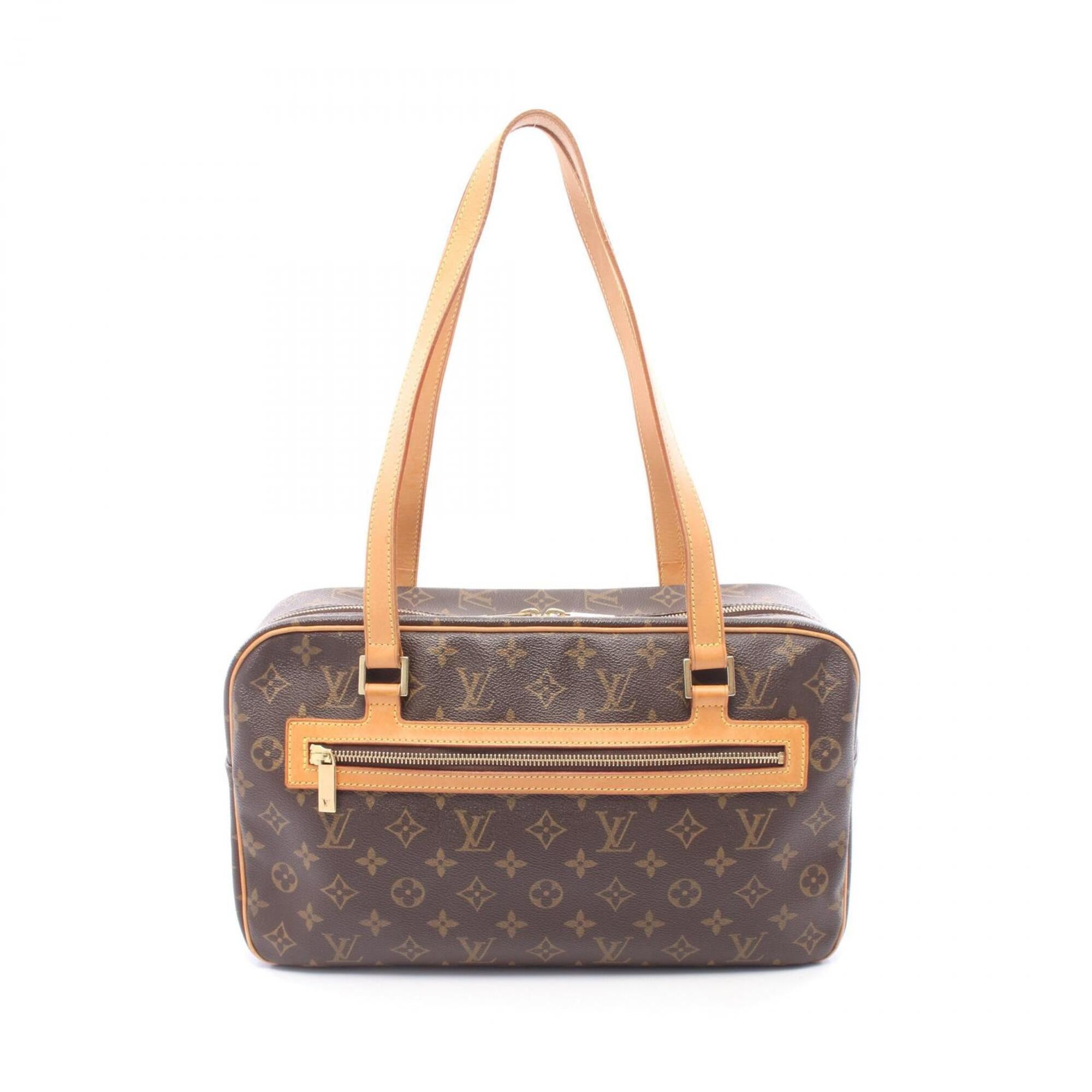 Louis Vuitton Brown Coated Canvas Leather Handbag Shoulder Bag (Pre-Owned)