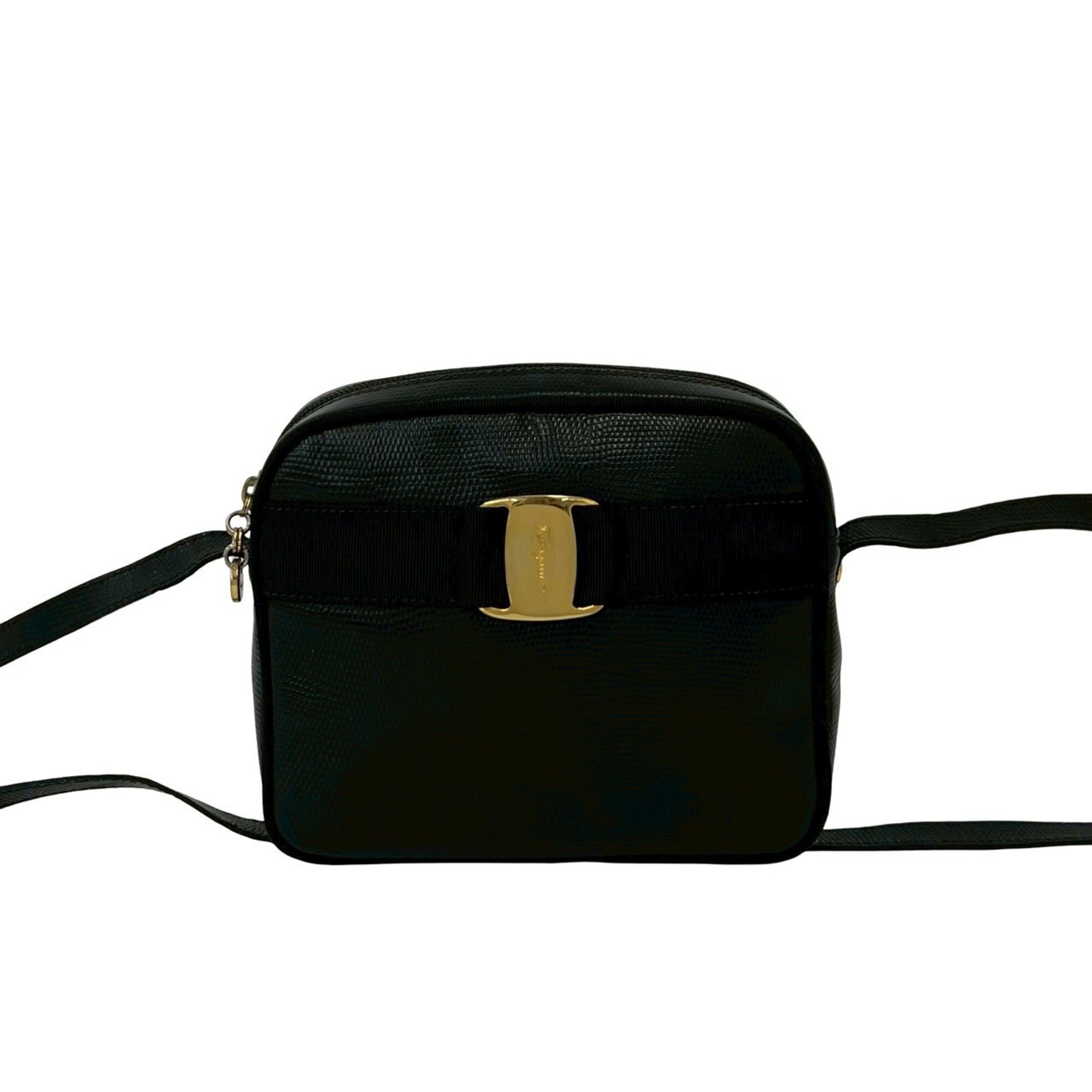 Salvatore Ferragamo Black Leather Shoulder Bag (Pre-Owned)