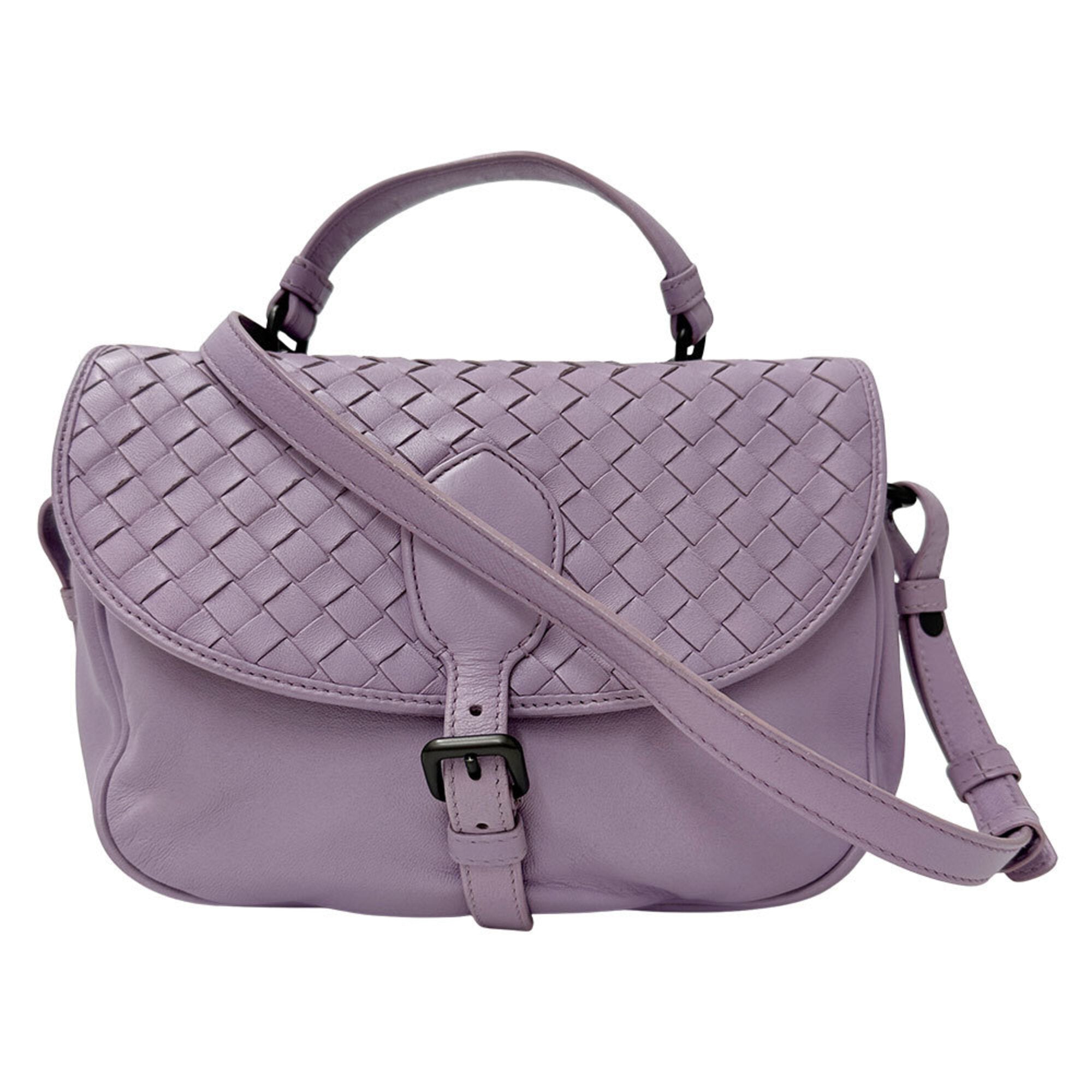 Bottega Veneta Purple Canvas Handbag Shoulder Bag (Pre-Owned)