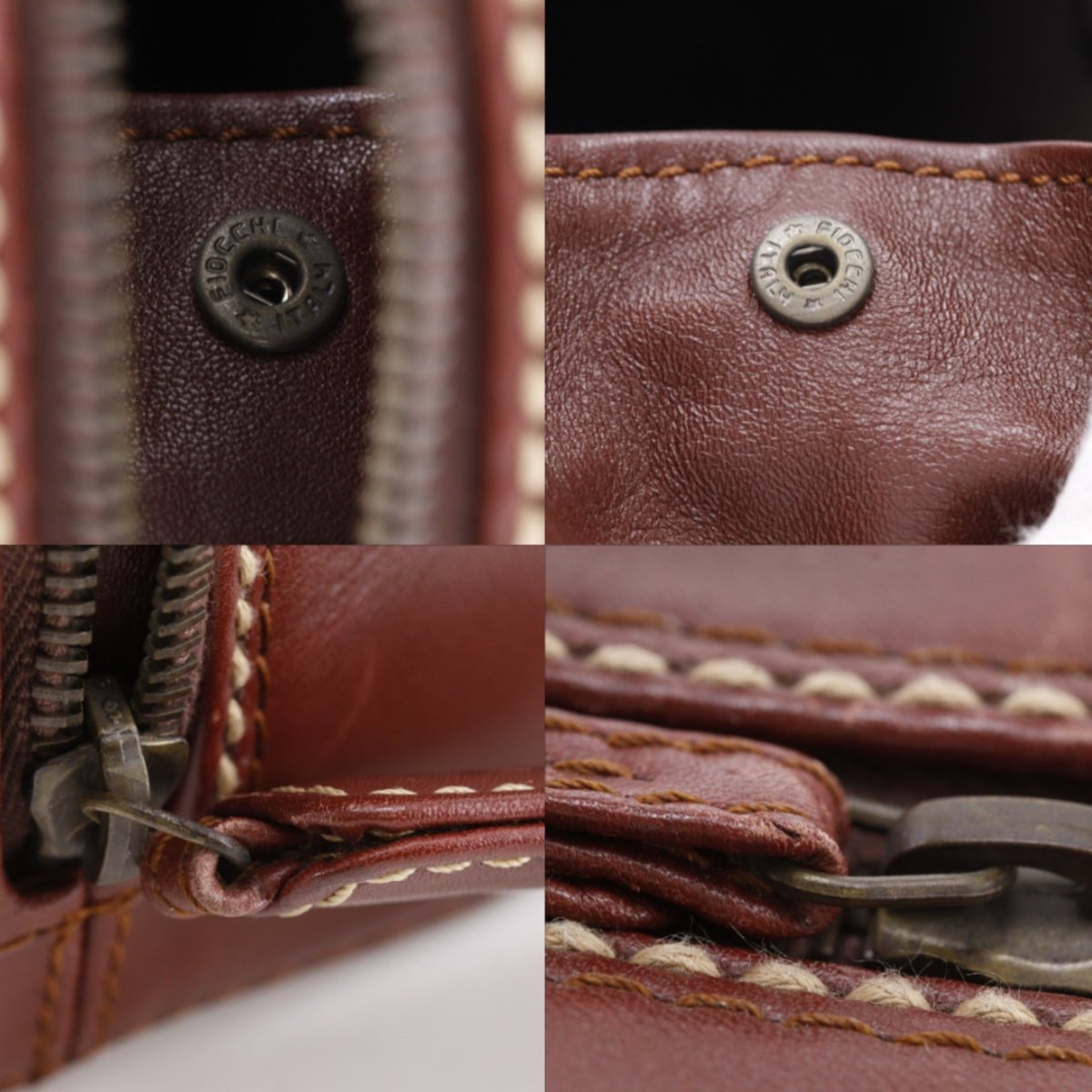Chanel Wild Stitch Brown Red Color Leather Handbag (Pre-Owned)
