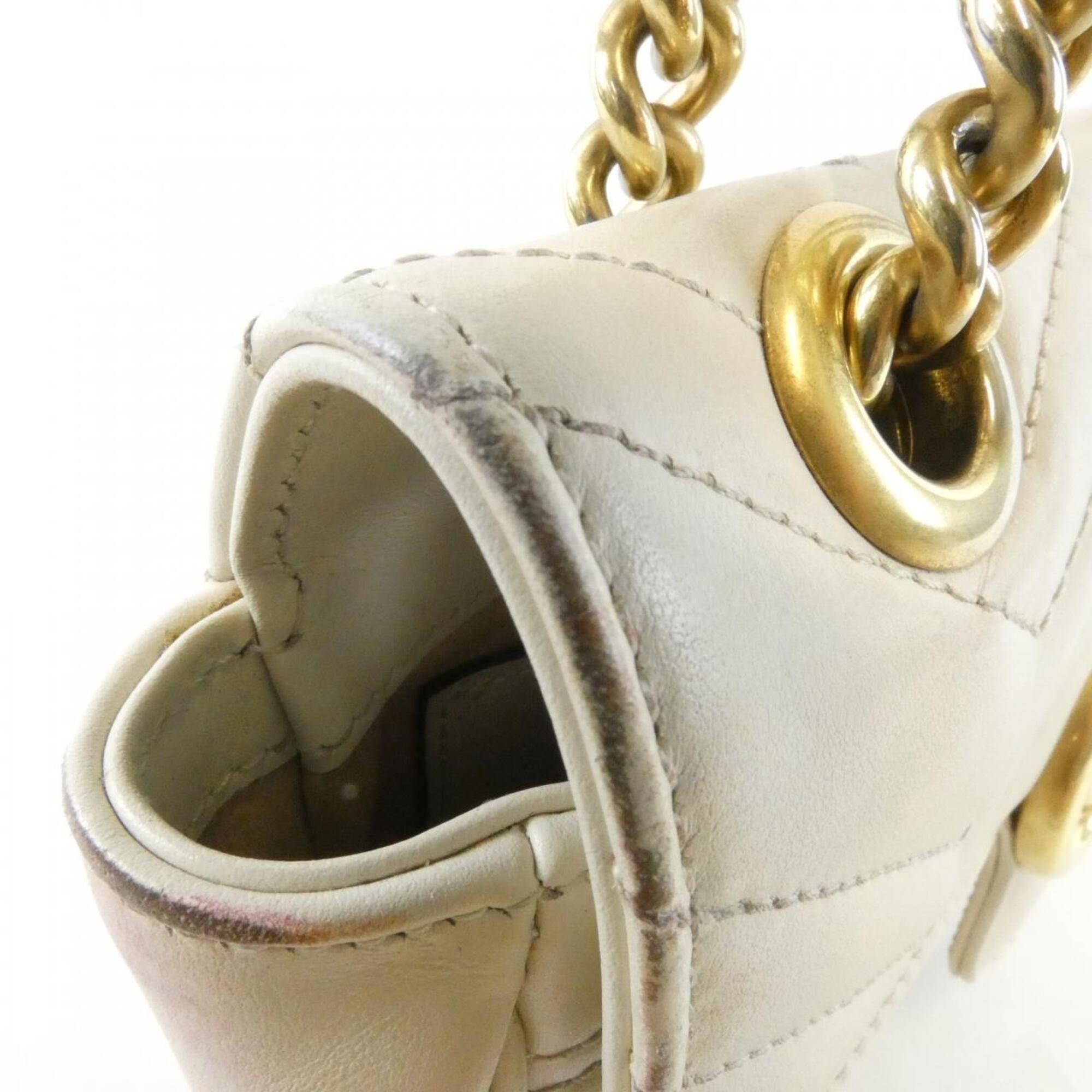 Gucci Gg Marmont White Leather Shoulder Bag (Pre-Owned)