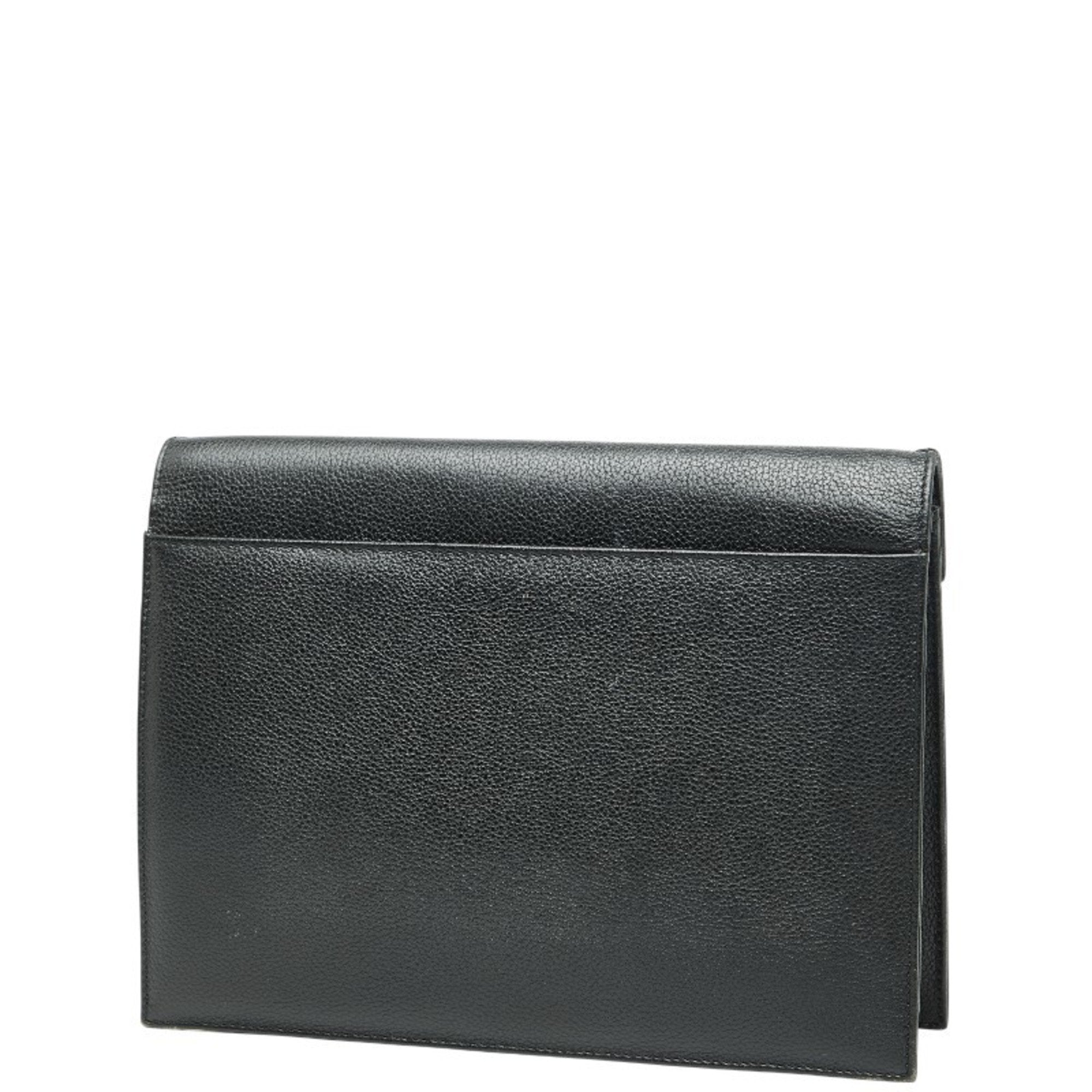 Saint Laurent Black Leather Clutch Bag (Pre-Owned)