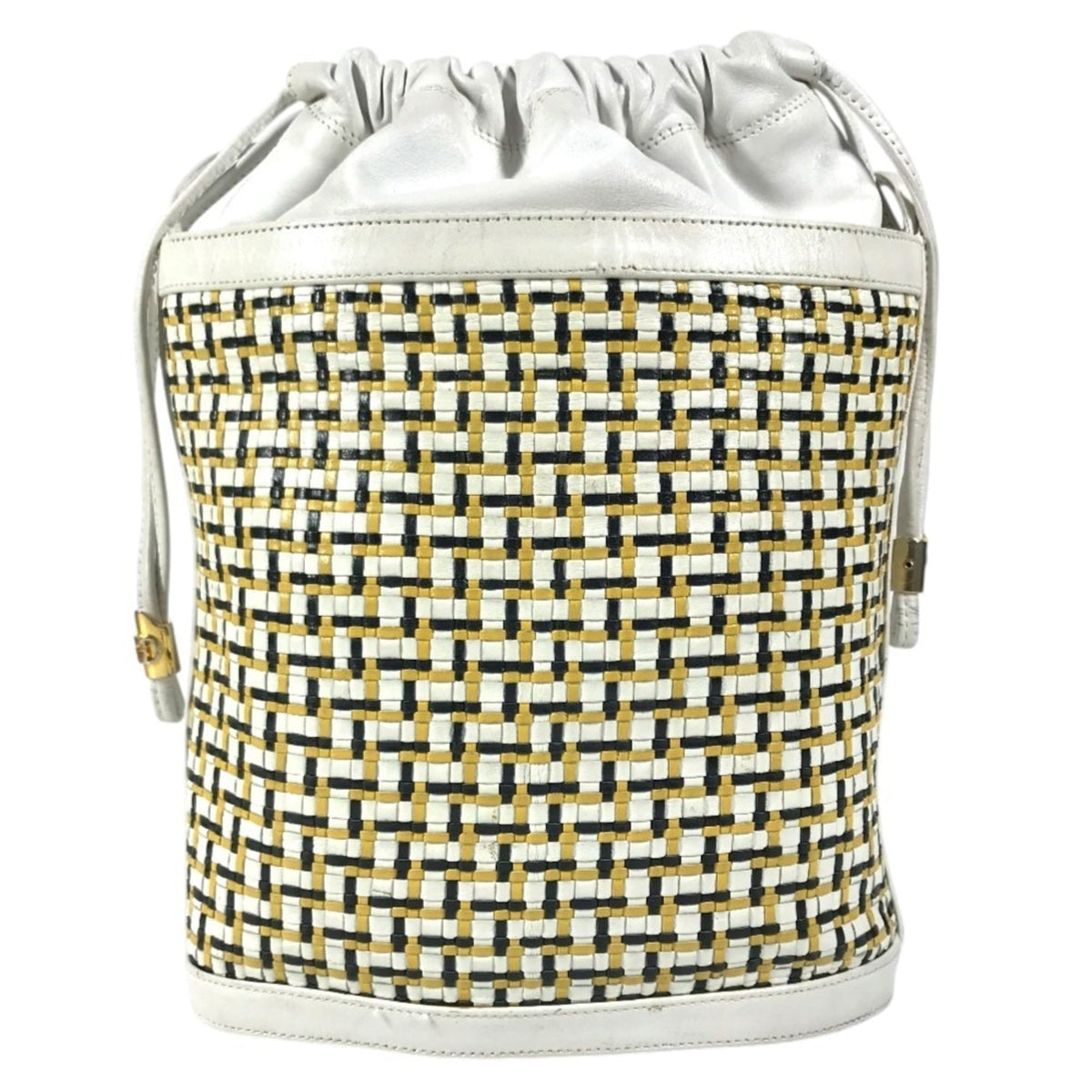 Gucci White Yellow Leather Shoulder Bag (Pre-Owned)