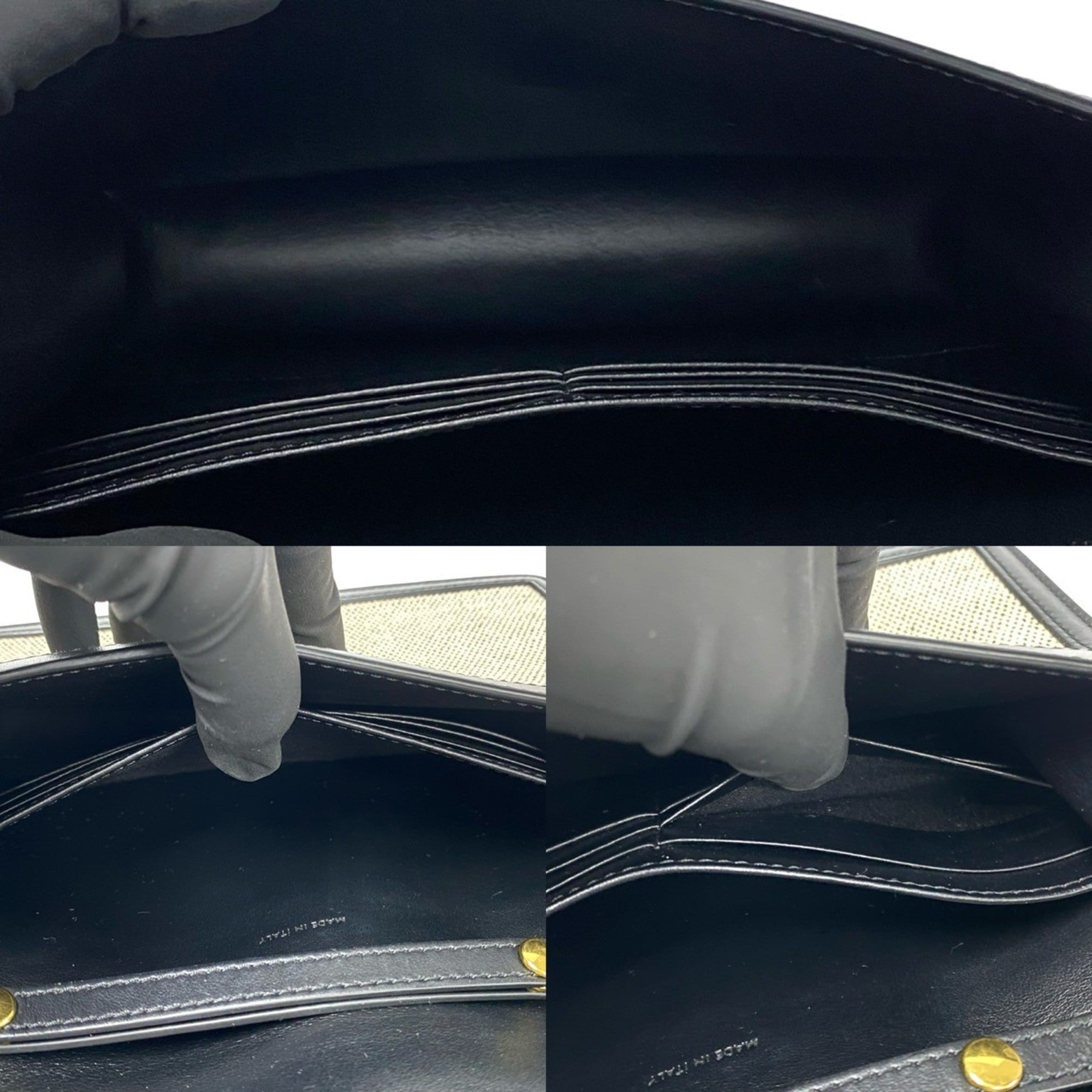 Celine Black Ivory Canvas Leather Pochette Shoulder Bag (Pre-Owned)