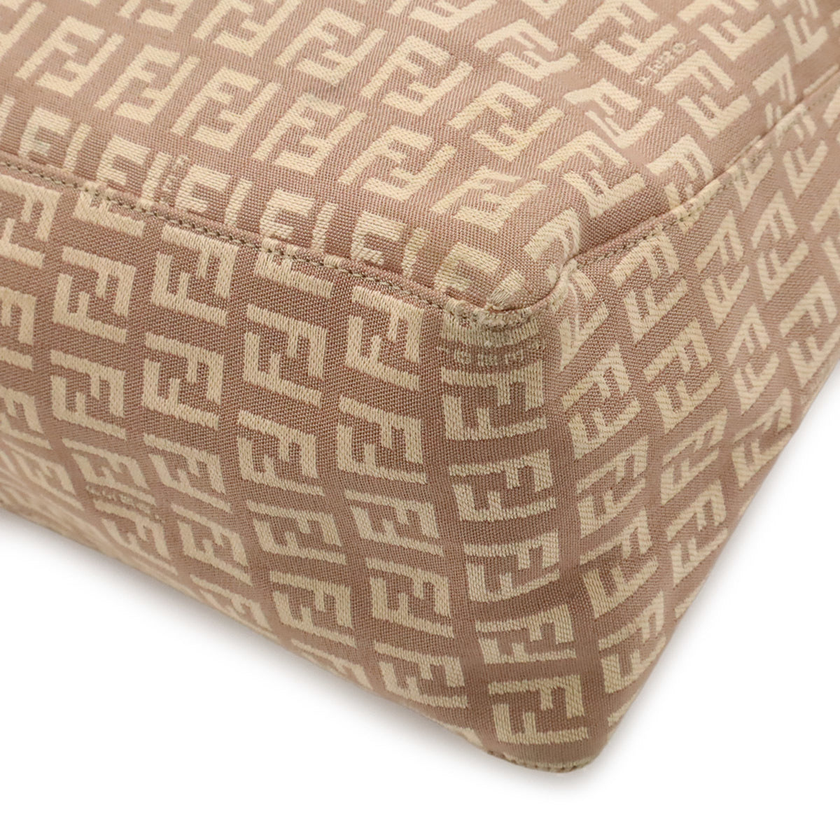 Fendi Zucchino Beige Pink Beige Zucchino Leather Handbag Tote Bag (Pre-Owned)