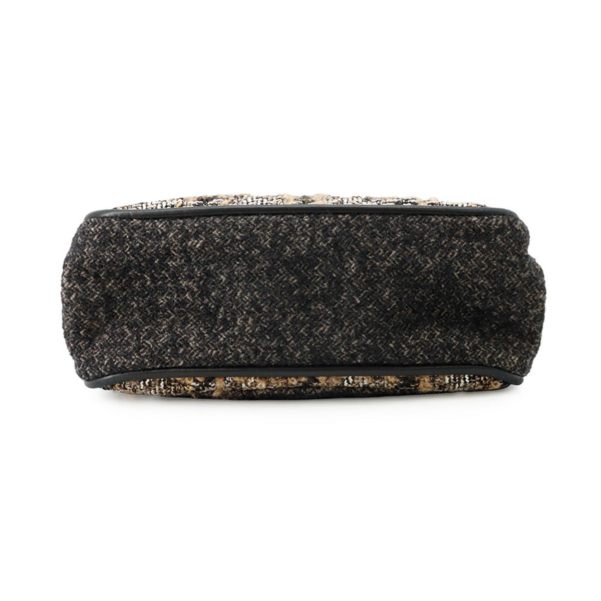 Chanel Black Dark Brown Multi-Color Tweed Leather Shoulder Bag (Pre-Owned)
