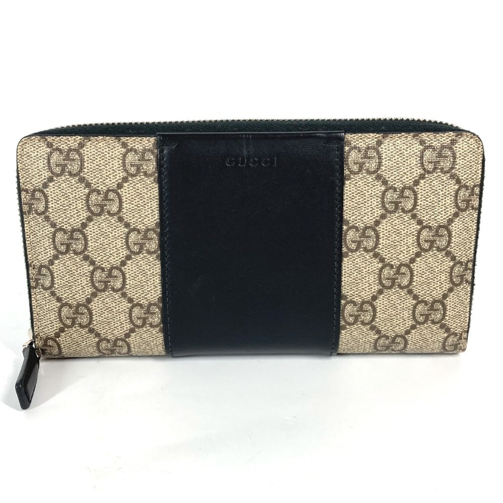 Gucci Beige Black Pvc Leather Long Wallet (Bi-Fold) (Pre-Owned)