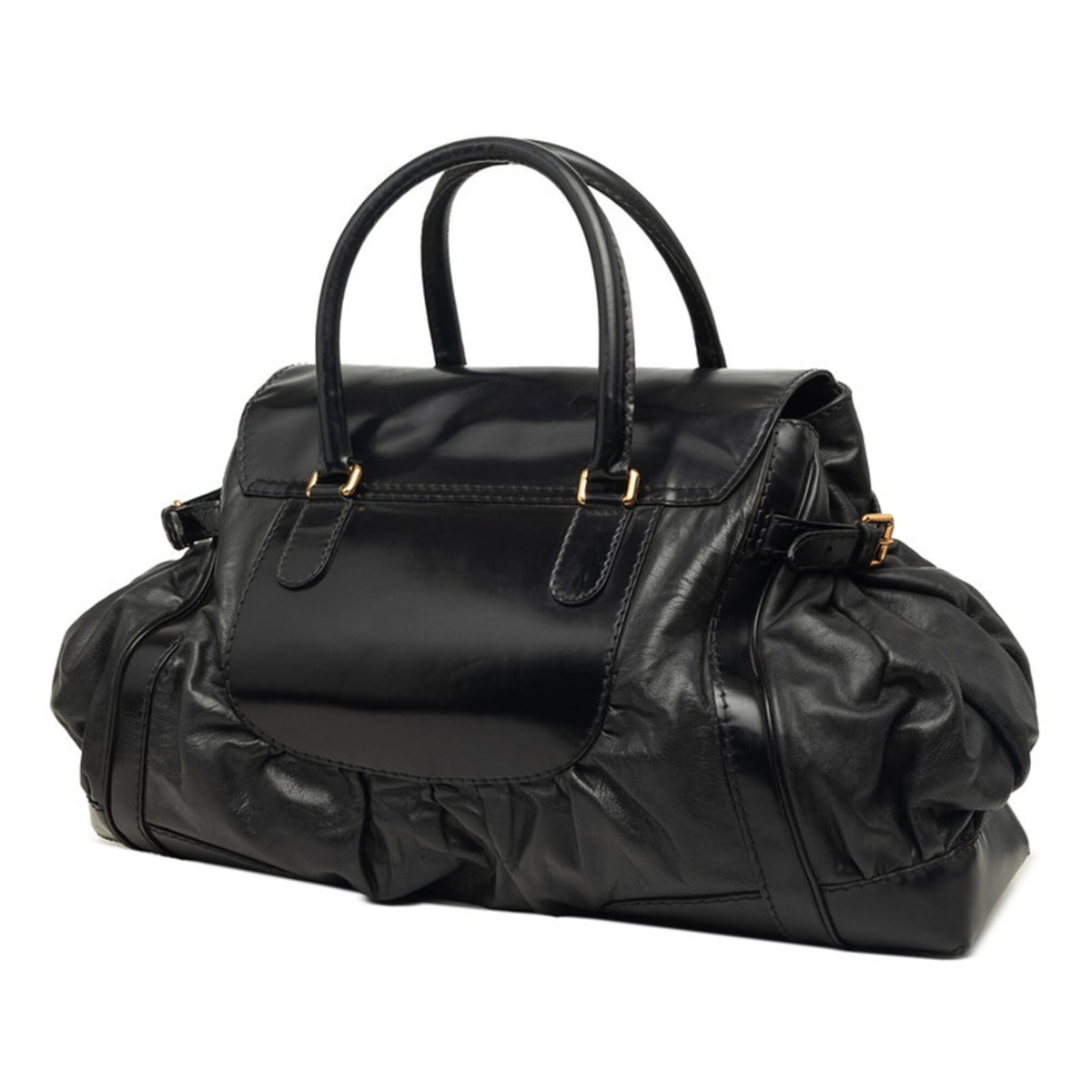Gucci Black Leather Boston Bag Handbag (Pre-Owned)