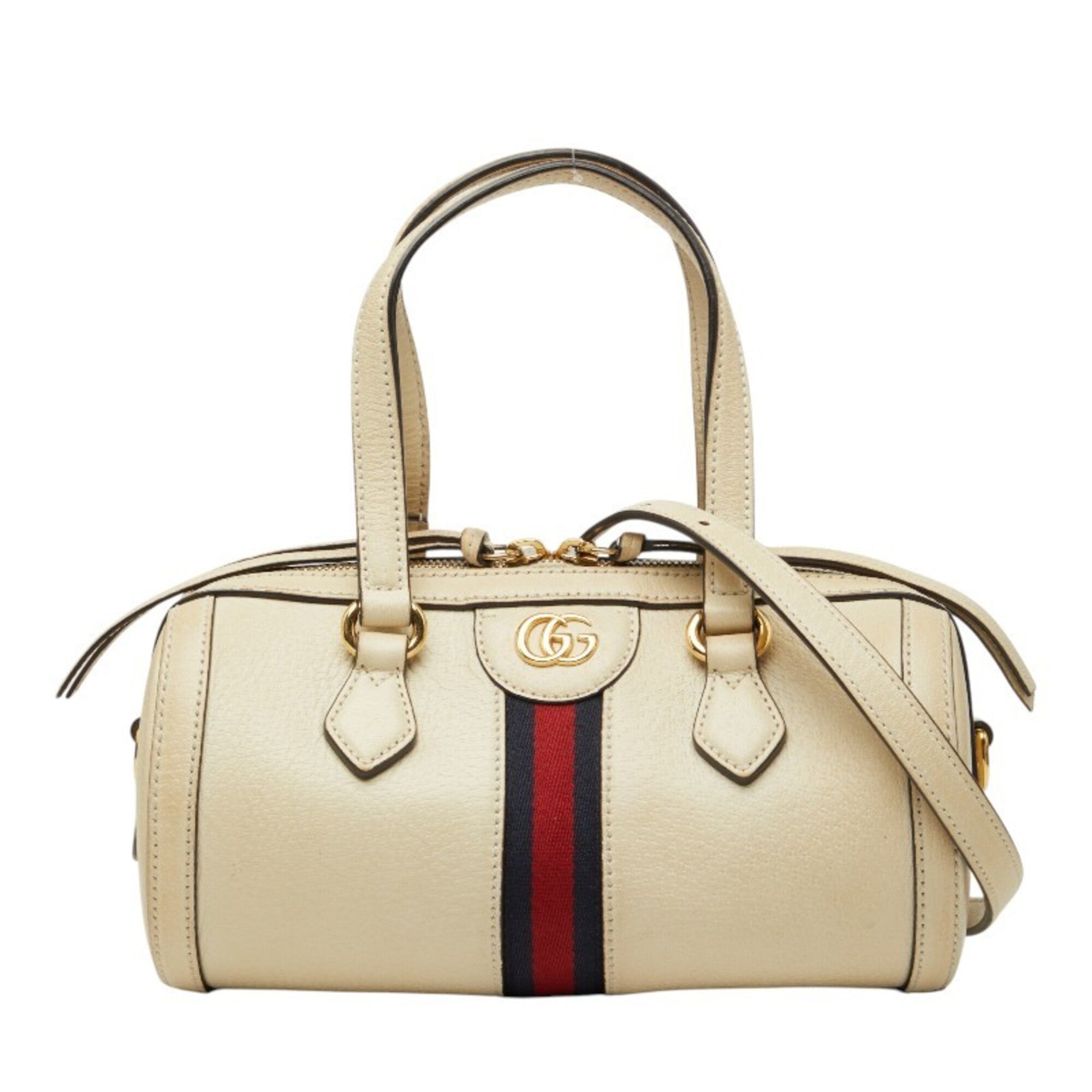 Gucci Beige Pvc Leather Boston Bag Handbag (Pre-Owned)