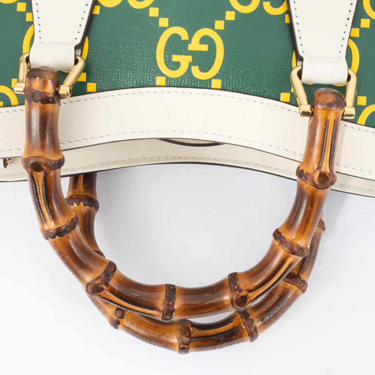Gucci Green White Yellow Leather Handbag (Pre-Owned)