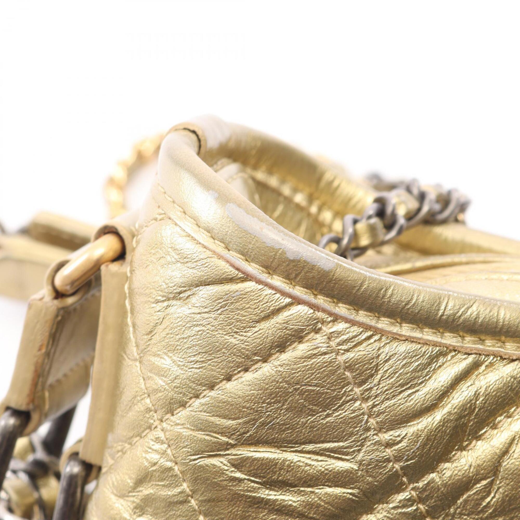 Chanel Gold Leather Handbag Shoulder Bag (Pre-Owned)