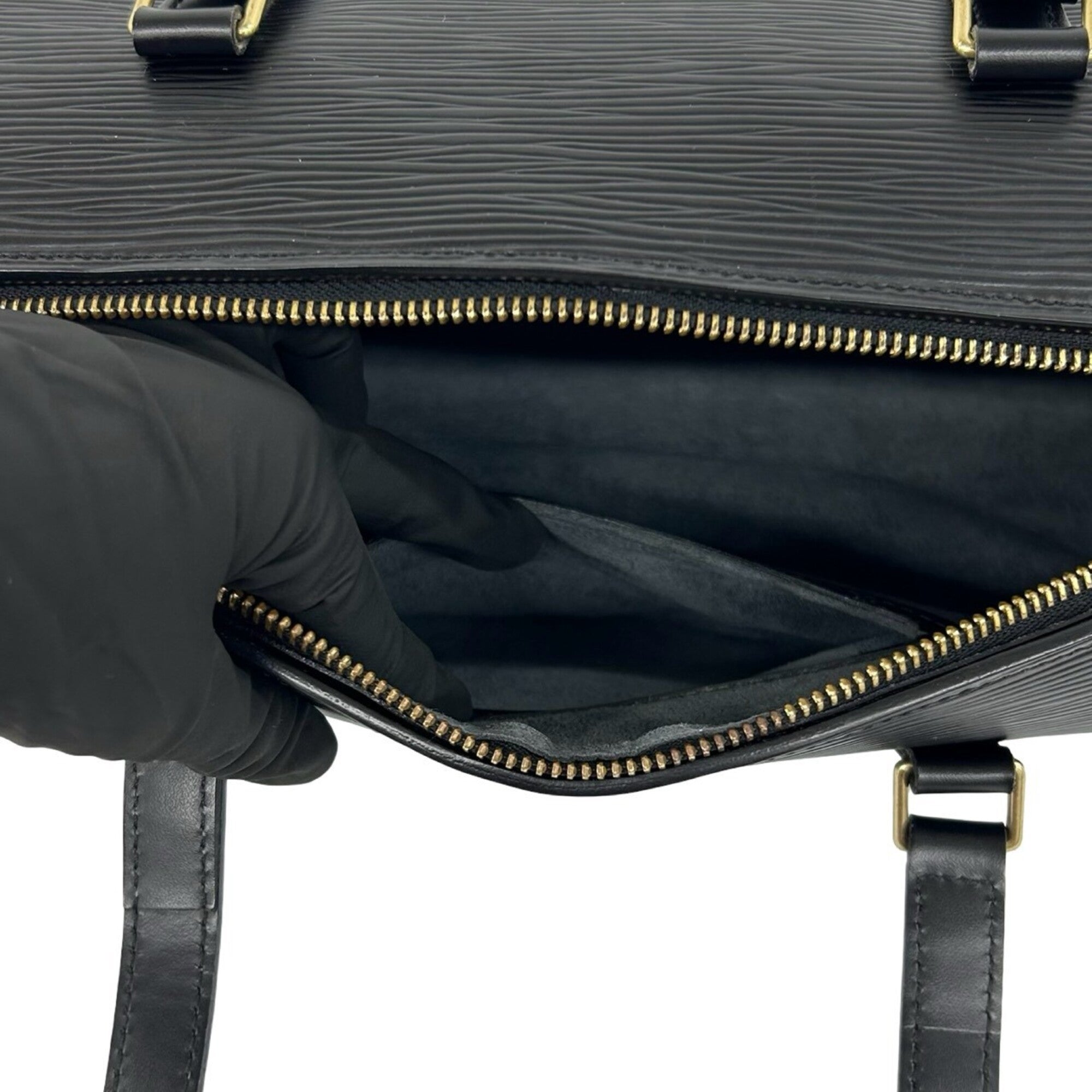 Louis Vuitton Black Leather Boston Bag Handbag (Pre-Owned)