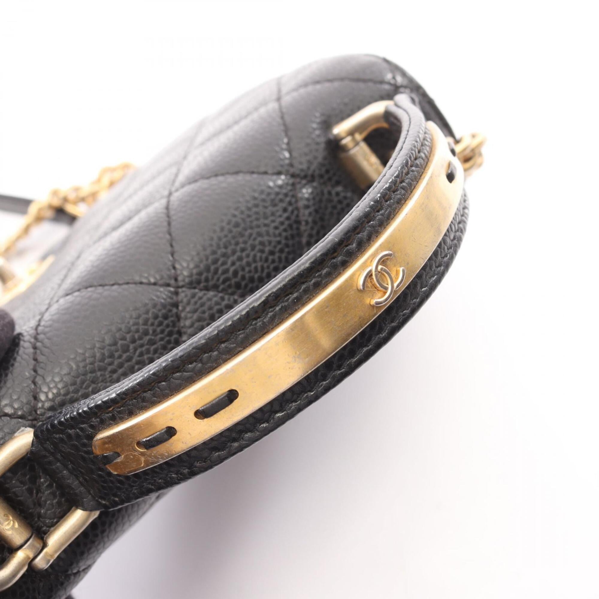 Chanel Black Grained Calfskin Handbag Shoulder Bag (Pre-Owned)