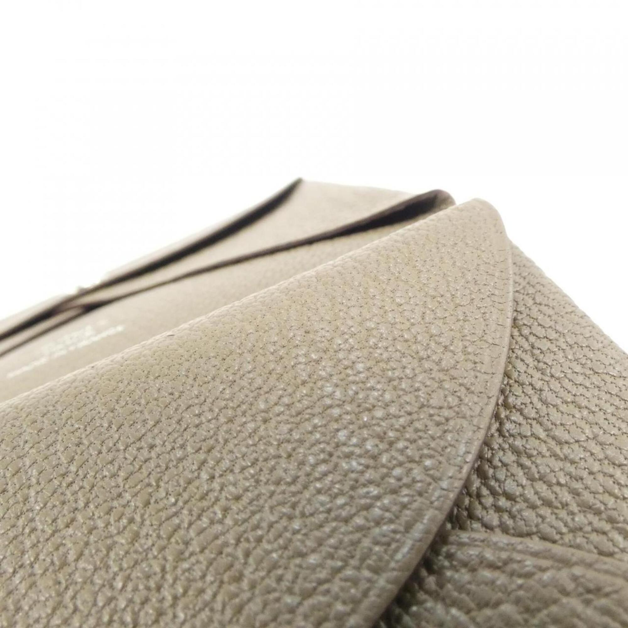 Hermes Etoupe Gray Chevre Leather Coin Purse/Coin Case (Pre-Owned)