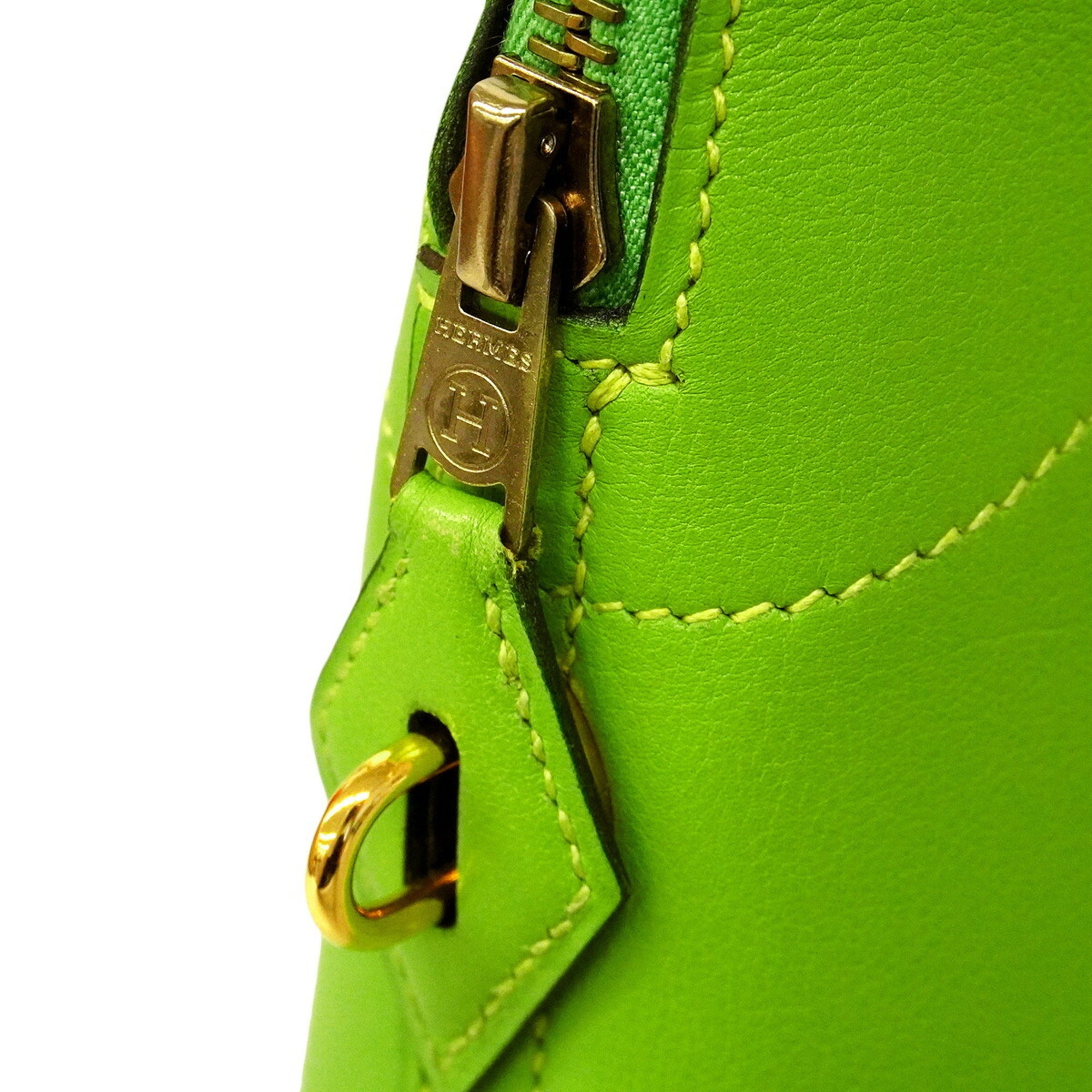 Hermes Apple Green Orange Gulliver Leather Handbag (Pre-Owned)