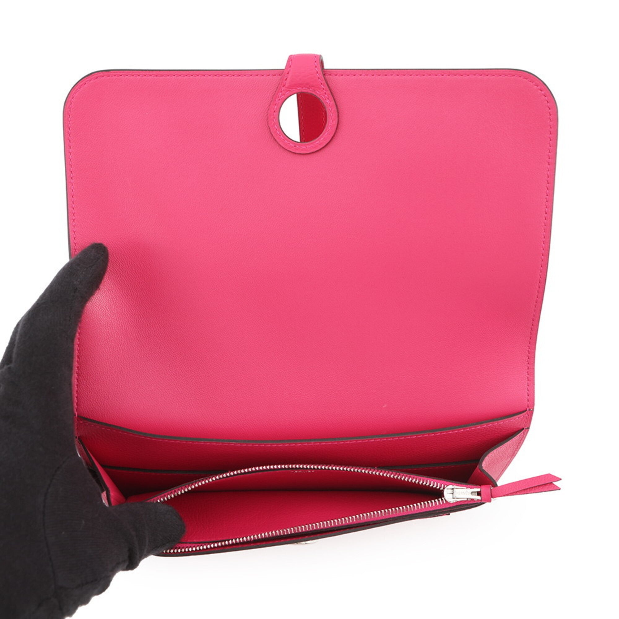 Hermes Pink Togo Leather Long Wallet (Bi-Fold) (Pre-Owned)