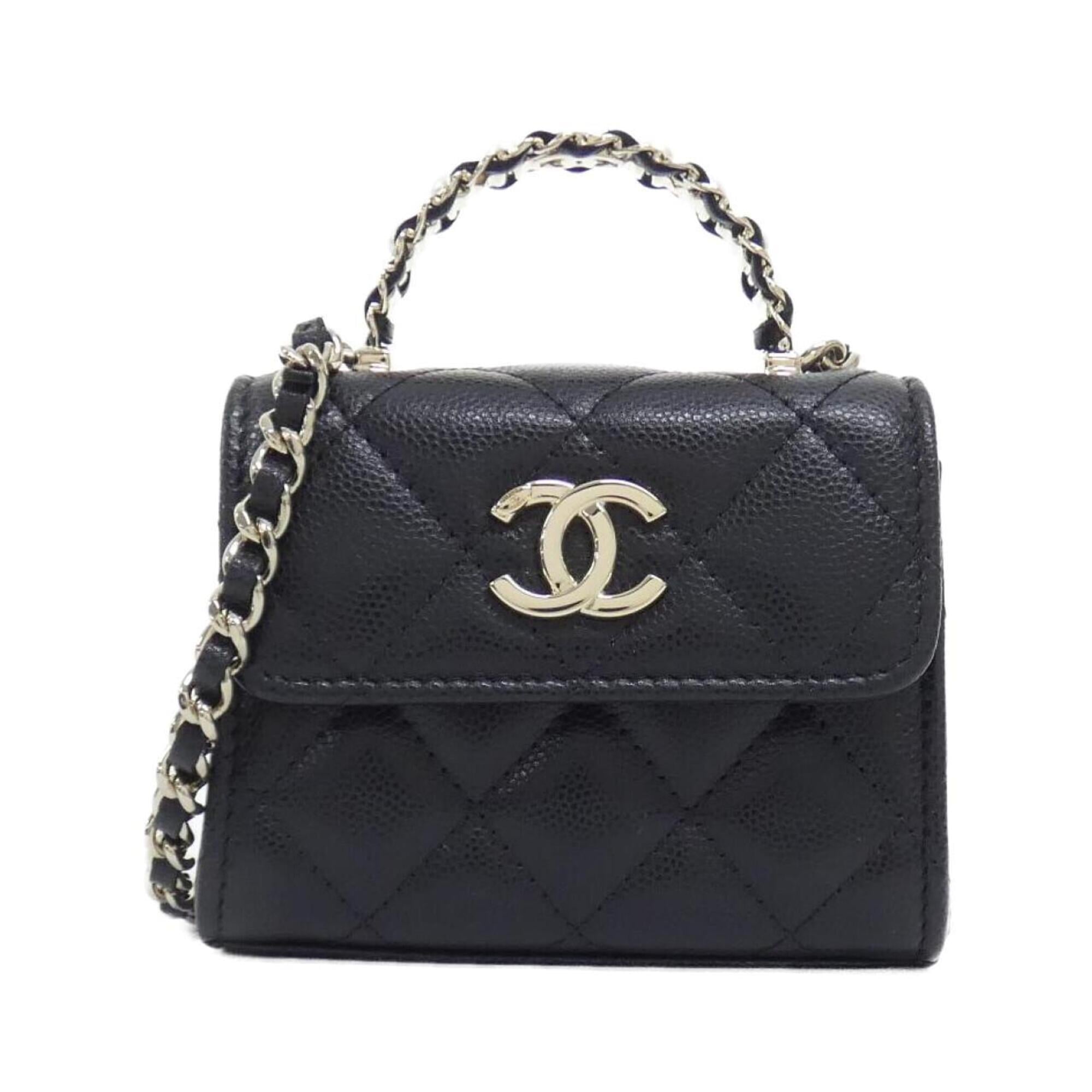 Chanel Black Grained Calfskin Handbag Shoulder Bag (Pre-Owned)