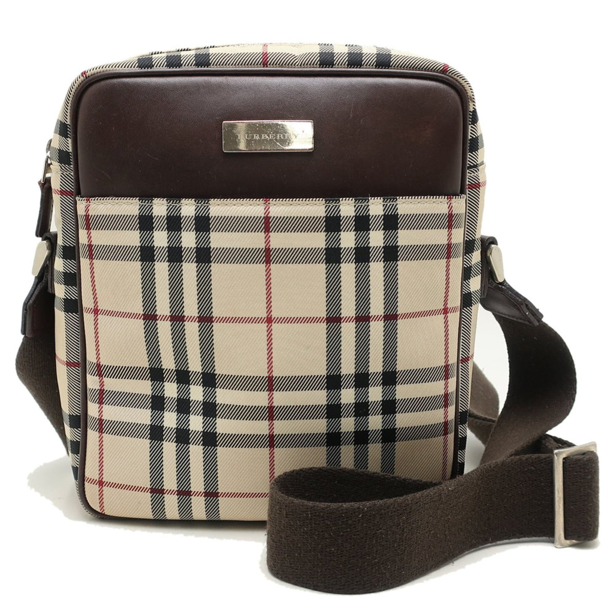 Burberry Nylon Canvas Leather Shoulder Bag (Pre-Owned)