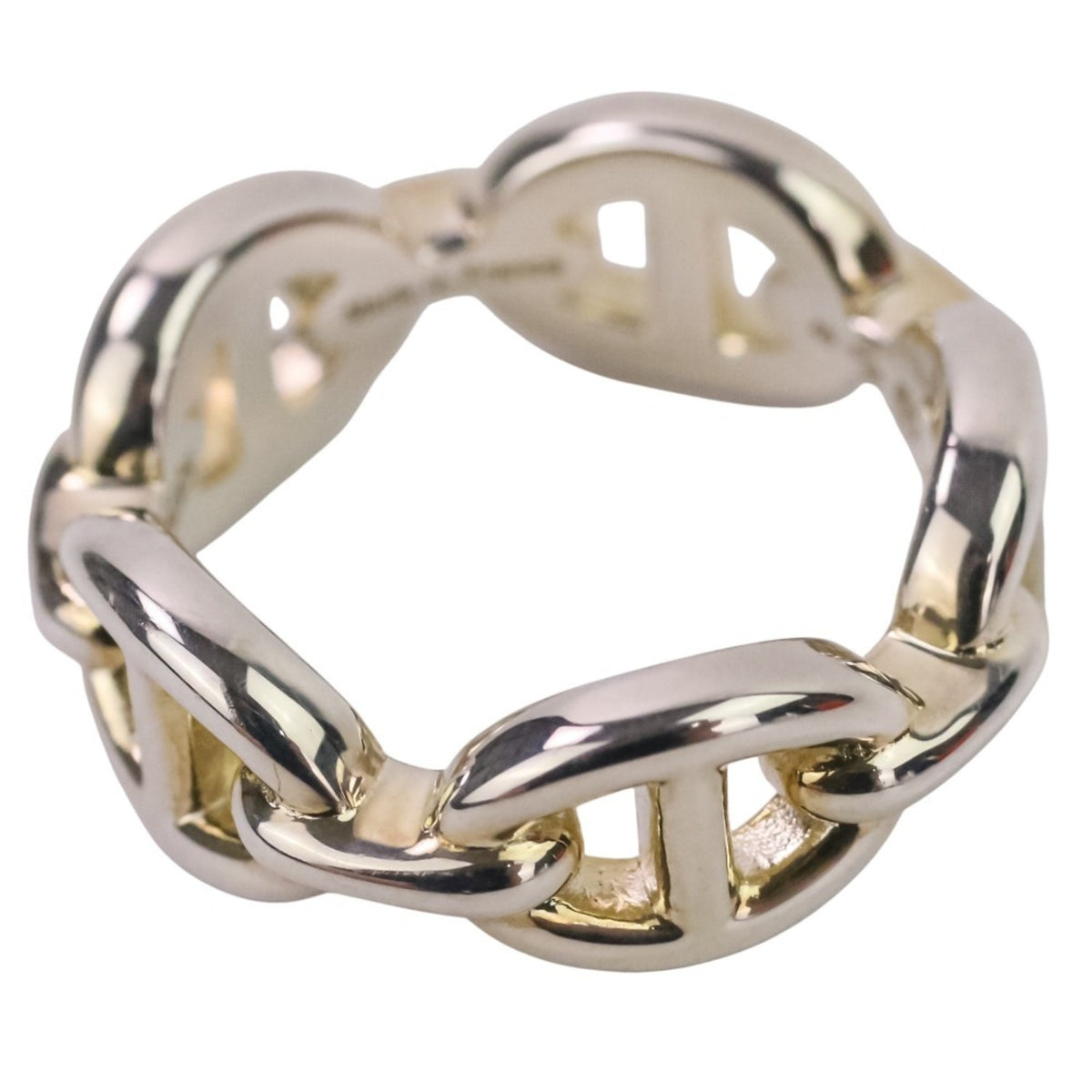 Hermes Silver Silver 925 Band Ring (Pre-Owned)
