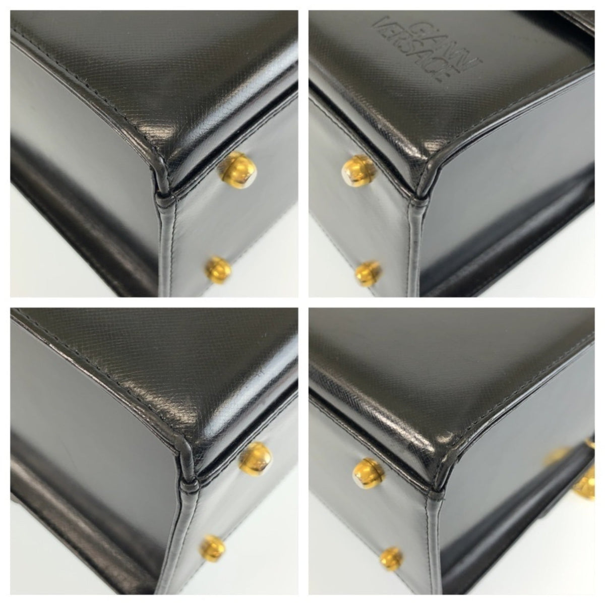 Versace Black Patent Leather Handbag Vanity Bag (Pre-Owned)