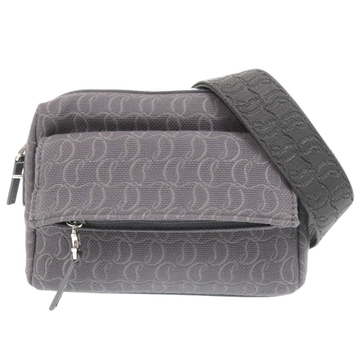 Christian Louboutin Gray Canvas Leather Shoulder Bag (Pre-Owned)
