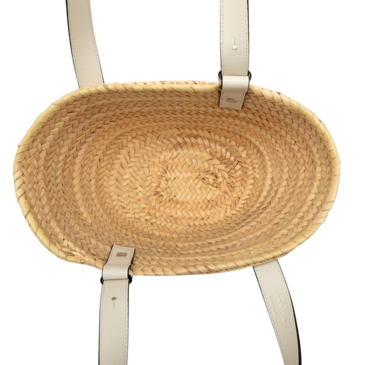 Loewe White Raffia Leather Basket Handbag (Pre-Owned)