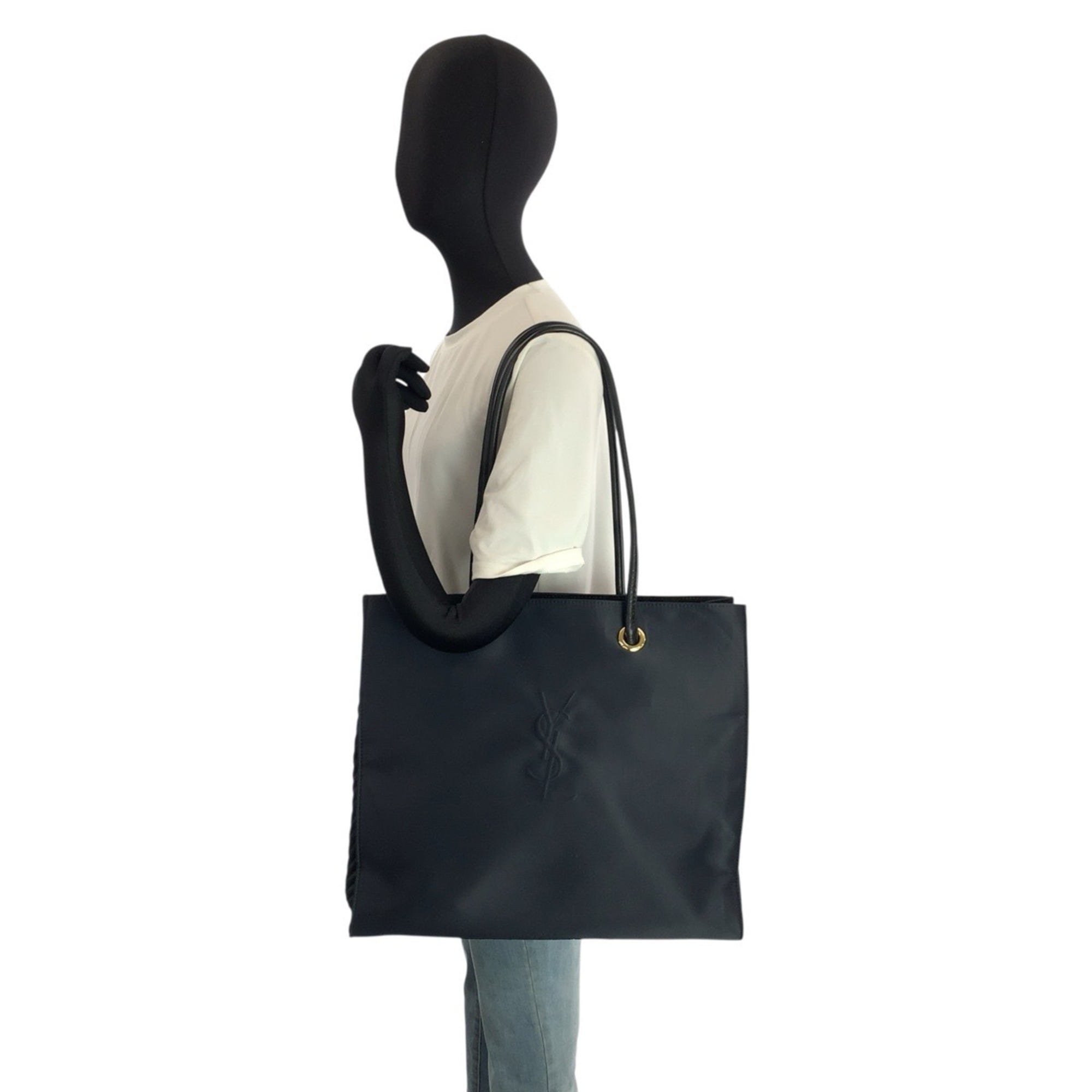 Yves Saint Laurent Navy Nylon Shoulder Bag Tote Bag (Pre-Owned)