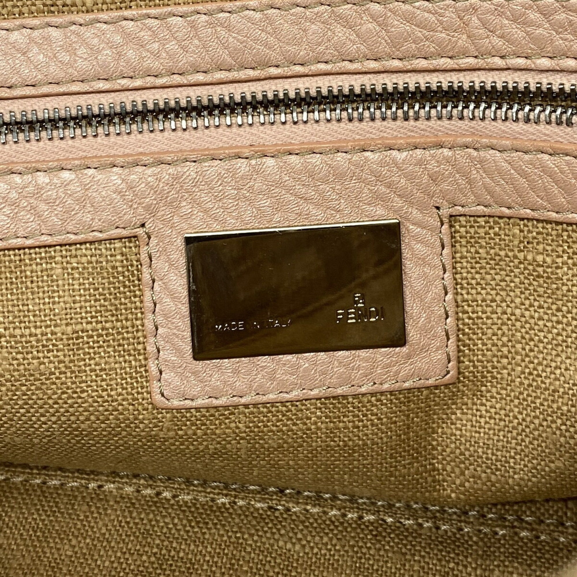 Fendi Brown Pink Canvas Handbag (Pre-Owned)