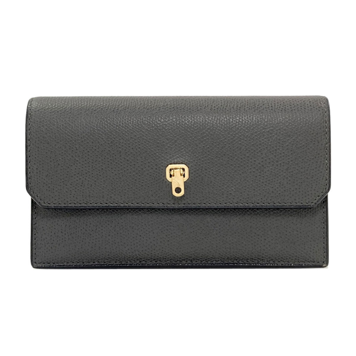 Valextra Gray Leather Long Wallet (Bi-Fold) (Pre-Owned)
