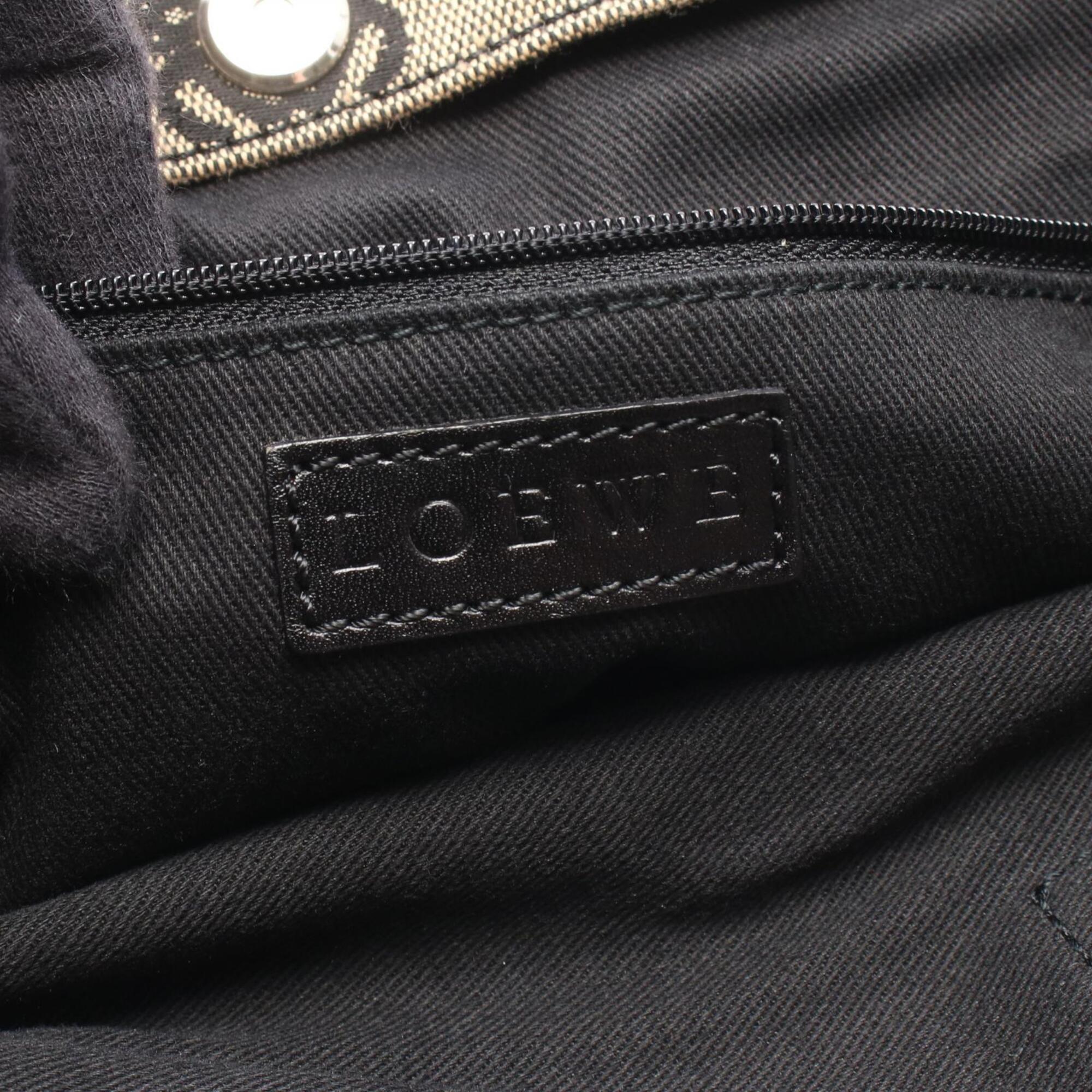 Loewe Beige Black Canvas Leather Handbag Tote Bag (Pre-Owned)