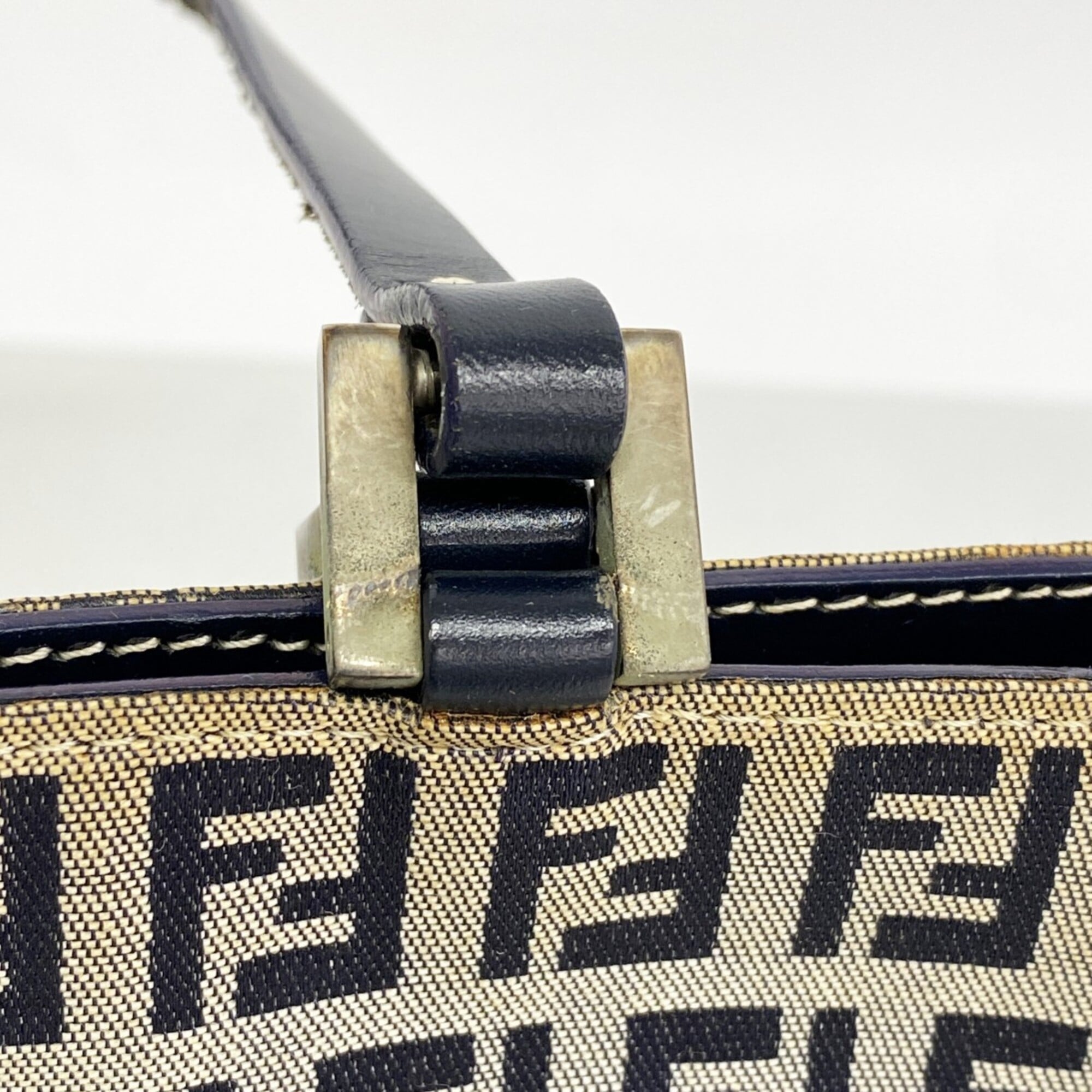 Fendi Gray Navy Nylon Canvas Tote Bag (Pre-Owned)