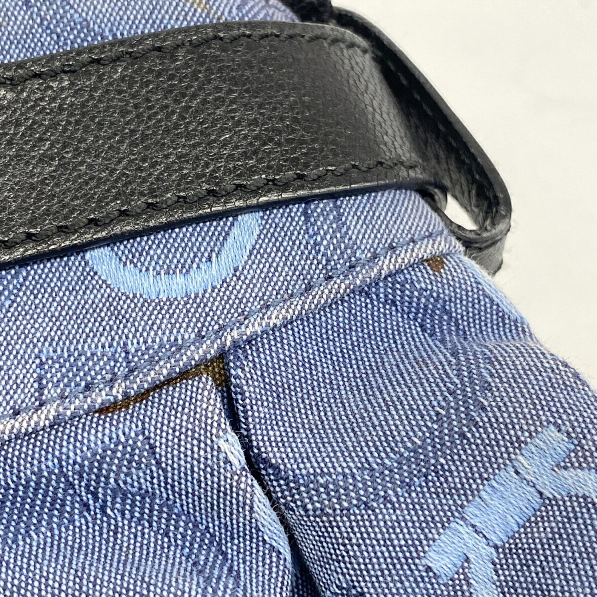 Salvatore Ferragamo Black Blue Canvas Handbag (Pre-Owned)