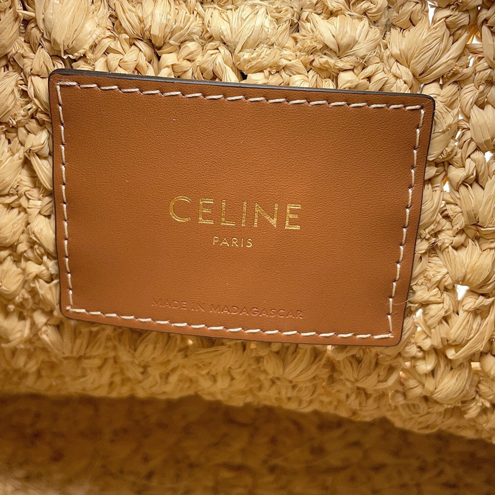 Celine Brown Raffia Leather Shoulder Bag (Pre-Owned)