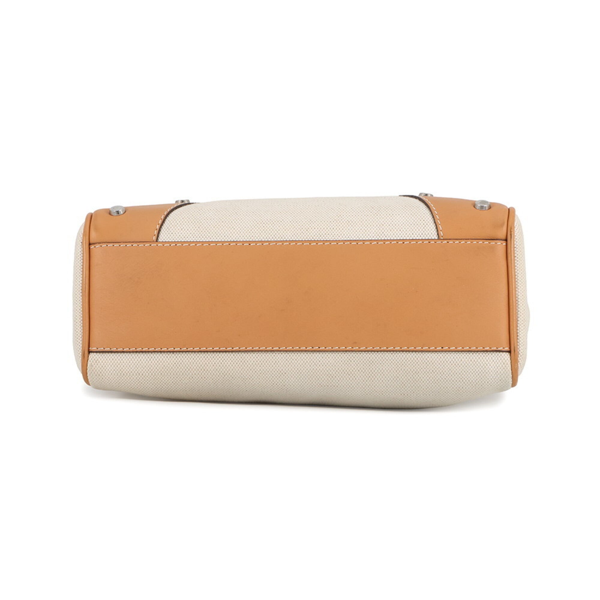 Fendi Brown Leather Canvas Handbag Shoulder Bag (Pre-Owned)