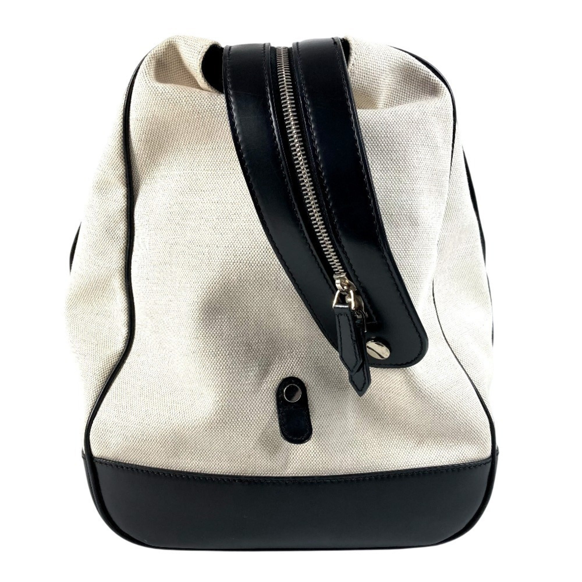Balenciaga Black White Leather Canvas Boston Bag (Pre-Owned)
