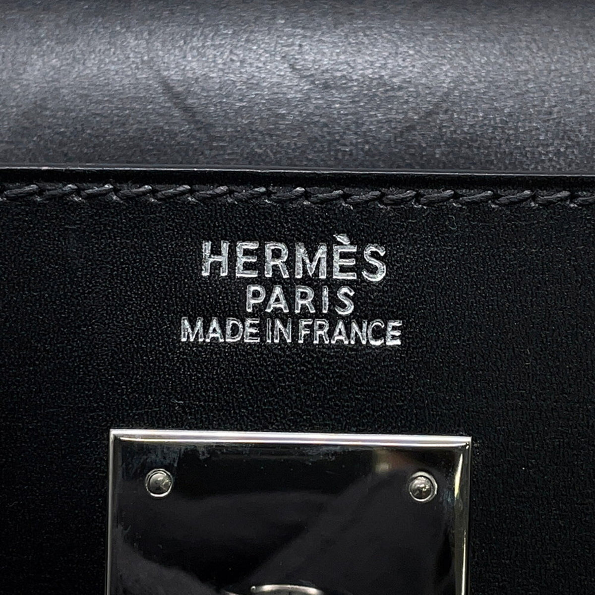 Hermes Kelly Black Box Calf Leather Handbag (Pre-Owned)