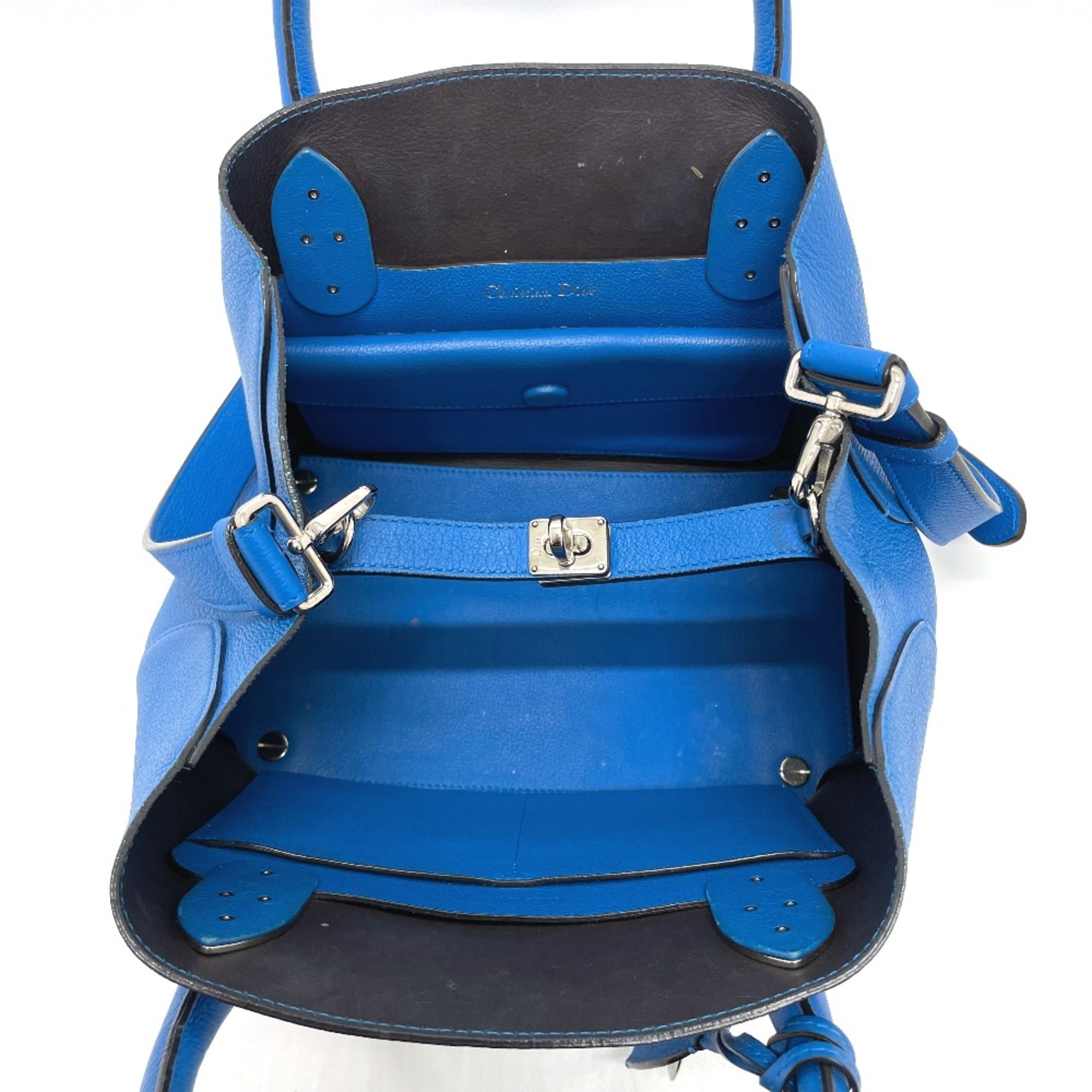 Christian Dior Blue Leather Tote Bag (Pre-Owned)