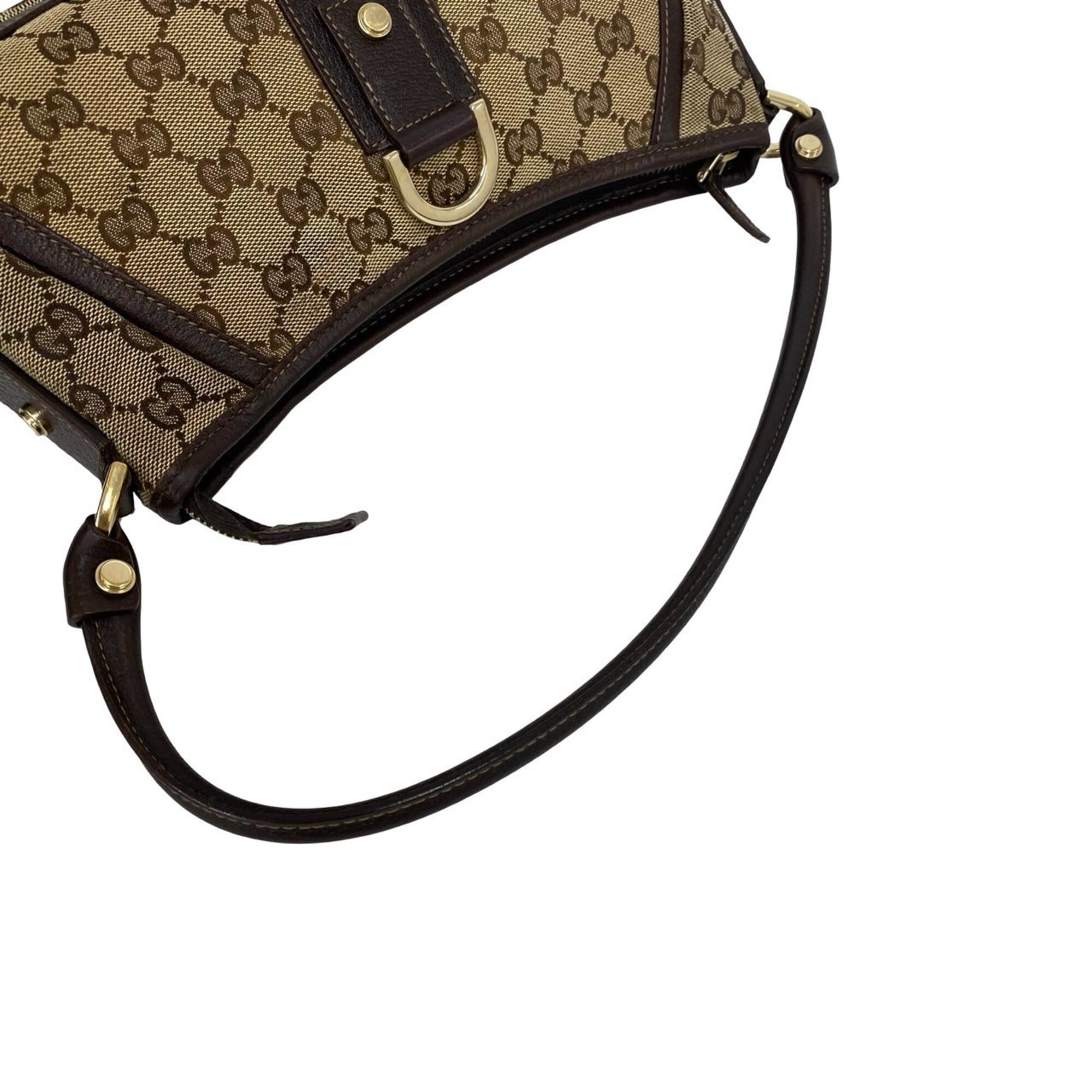 Gucci Brown Canvas Leather Handbag Shoulder Bag (Pre-Owned)