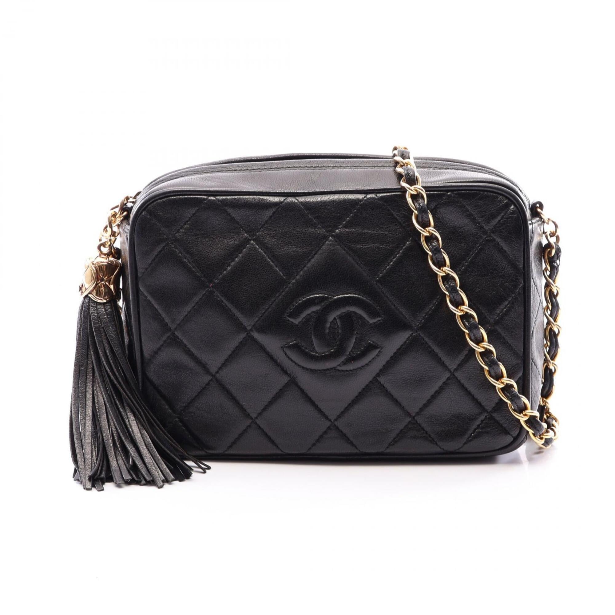 Chanel Black Leather Handbag Shoulder Bag (Pre-Owned)