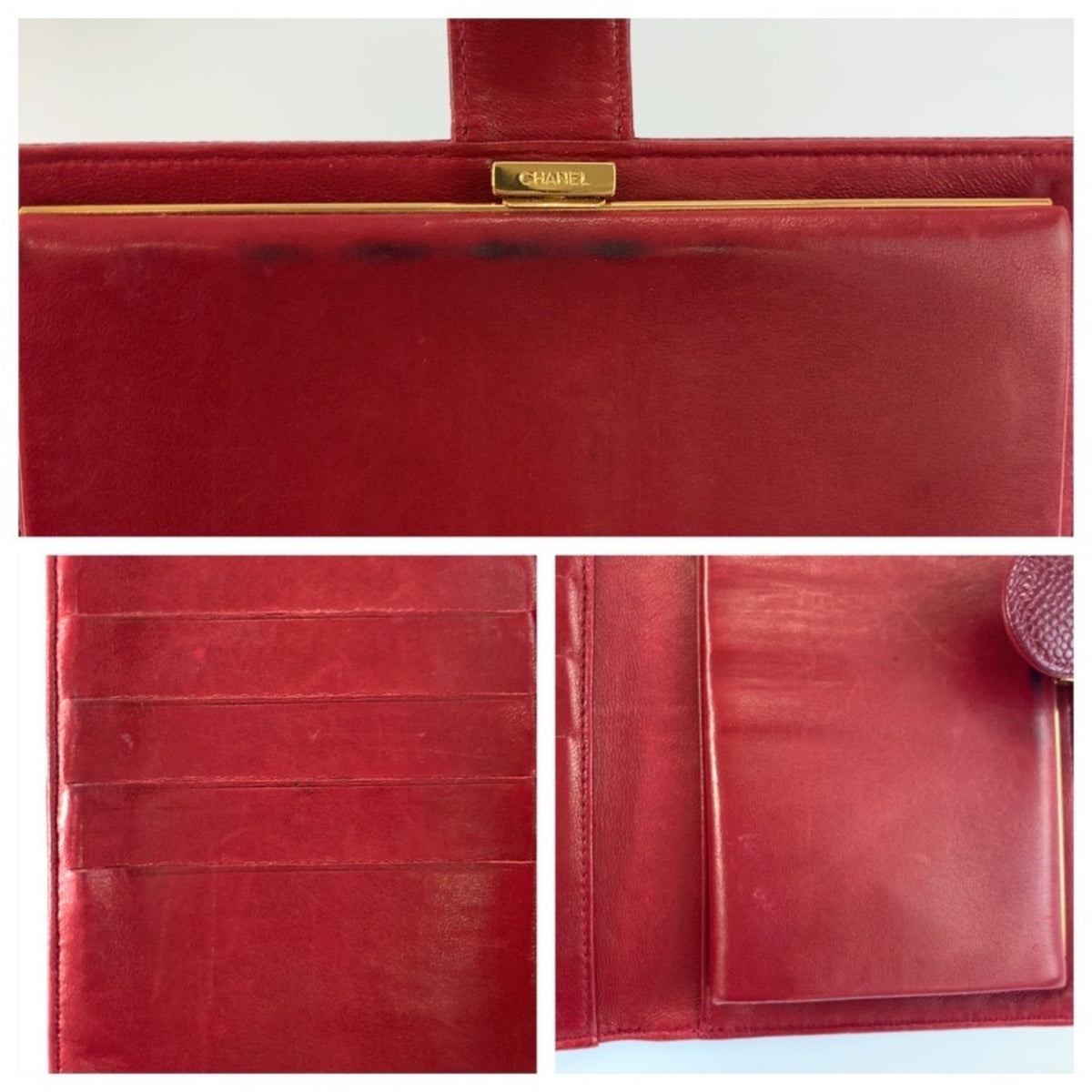 Chanel Wine Leather Wallet (Bi-Fold) (Pre-Owned)