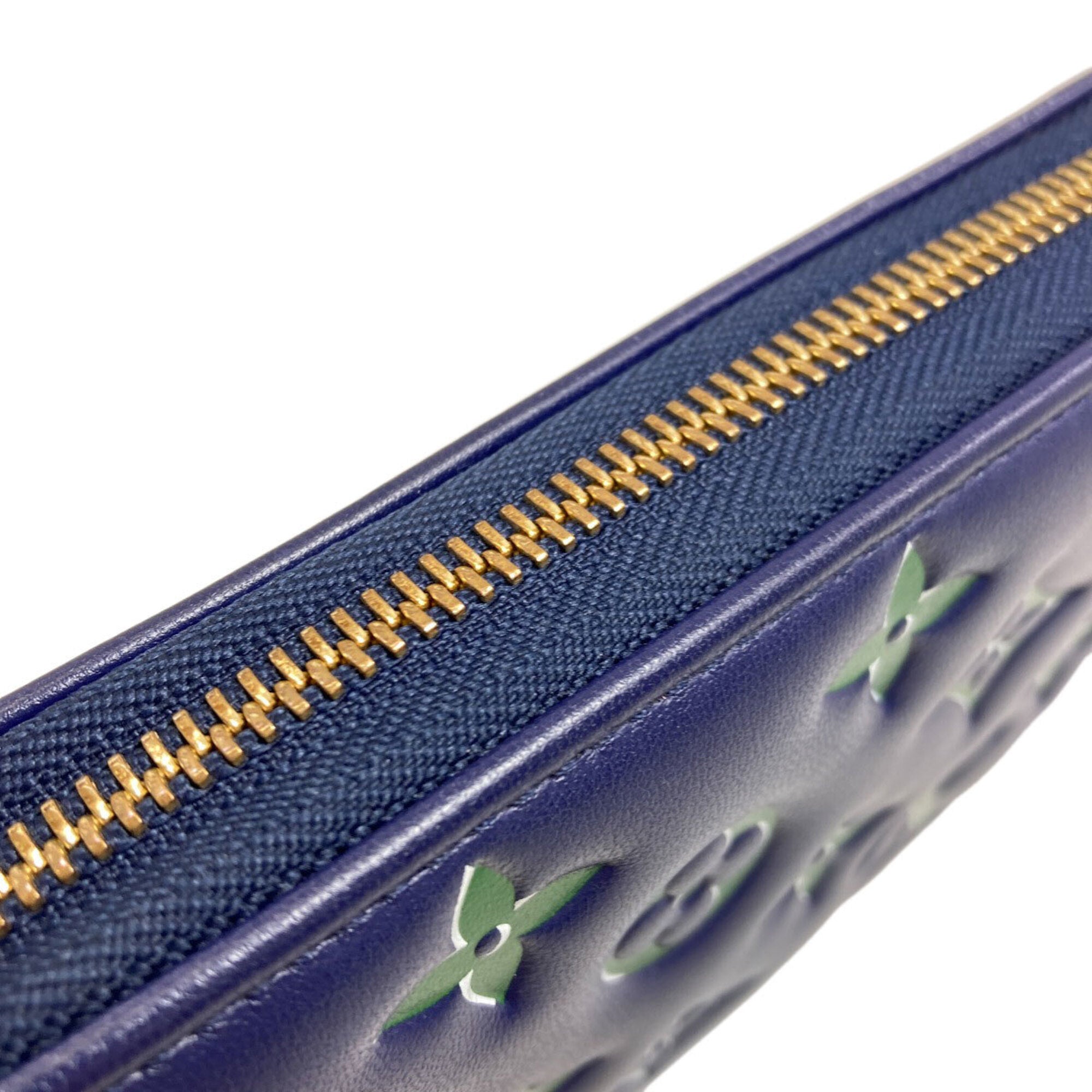Louis Vuitton Blue Green Leather Long Wallet (Bi-Fold) (Pre-Owned)